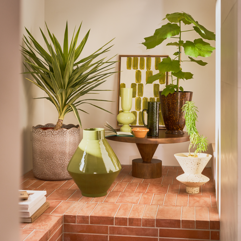 RIVER Brown and White Ceramic Planter