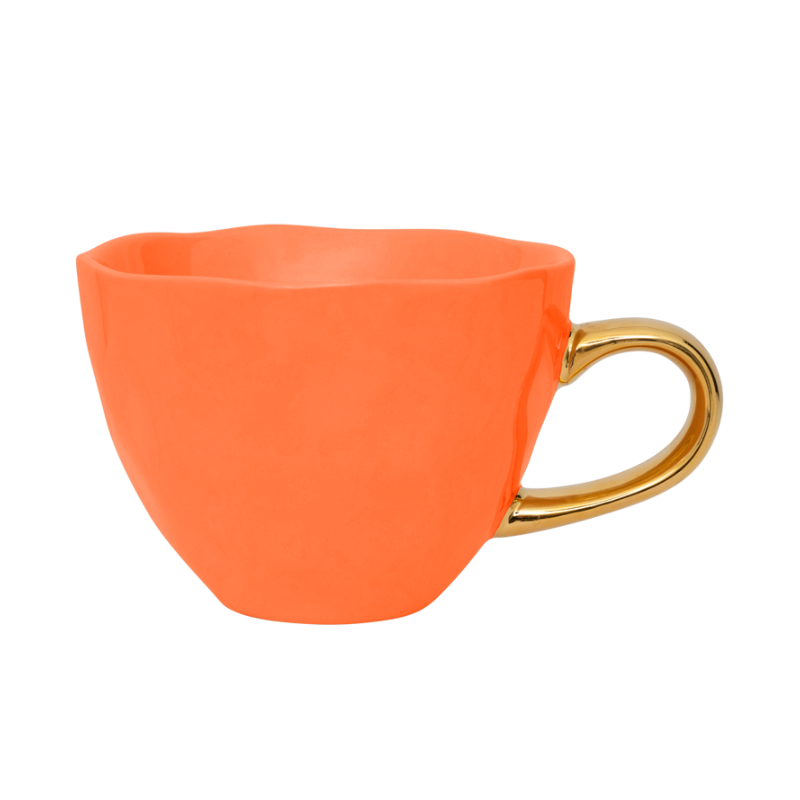 Hrnek na cappuccino GOOD MORNING oranžový se zlatým