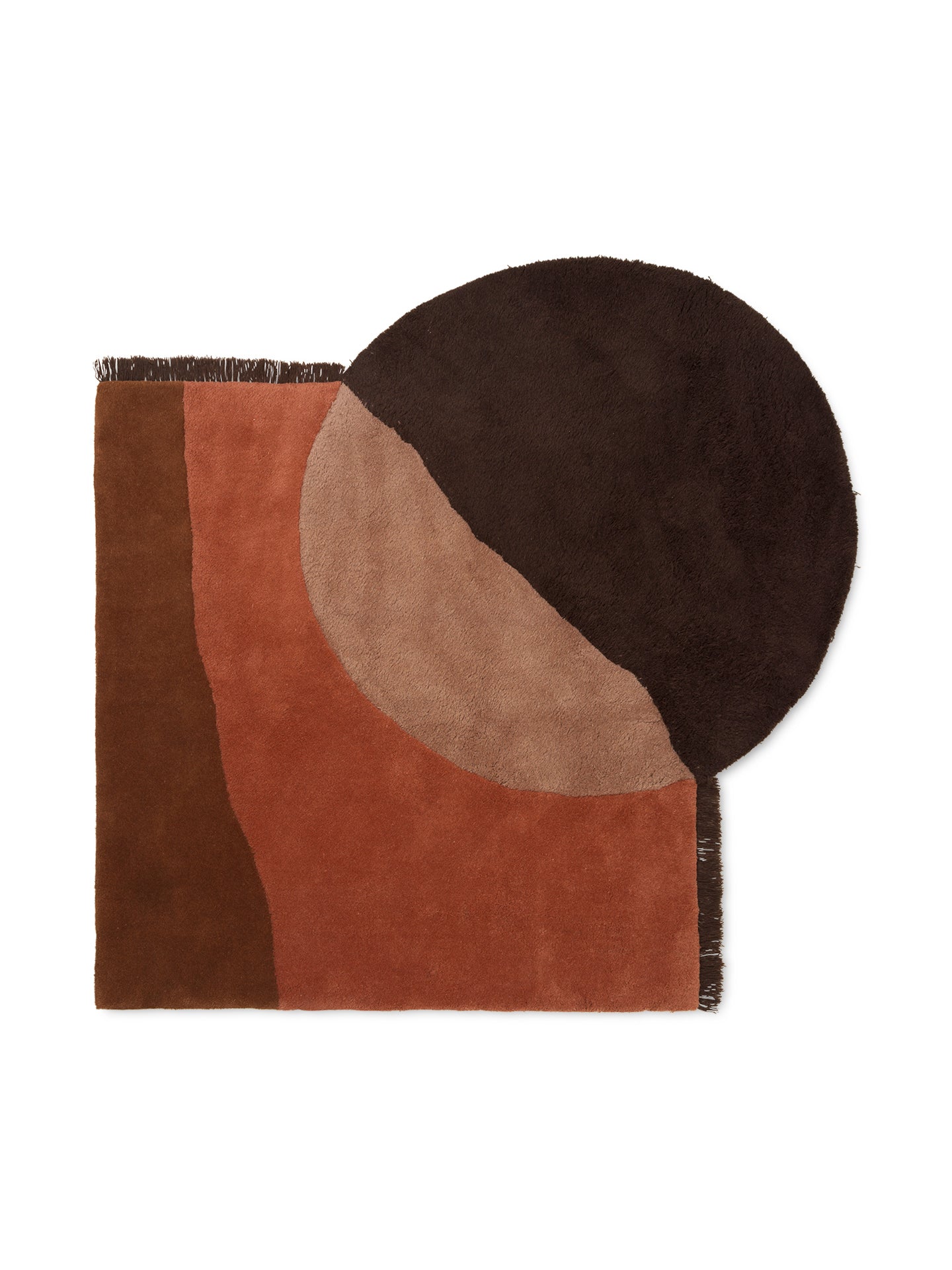 VIEW brown rug with burgundy