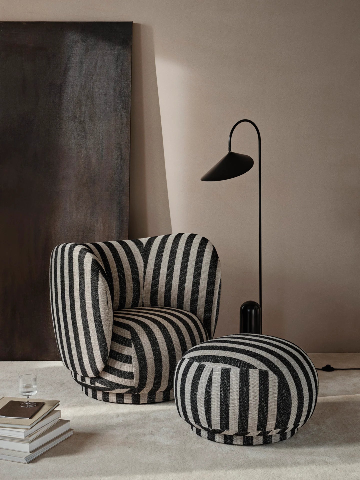 4-Seater Sofa RICO Louisiana Black with Sand