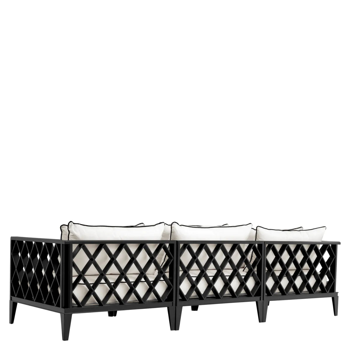 3-Seater Outdoor Sofa OCEAN CLUB Black with Cream