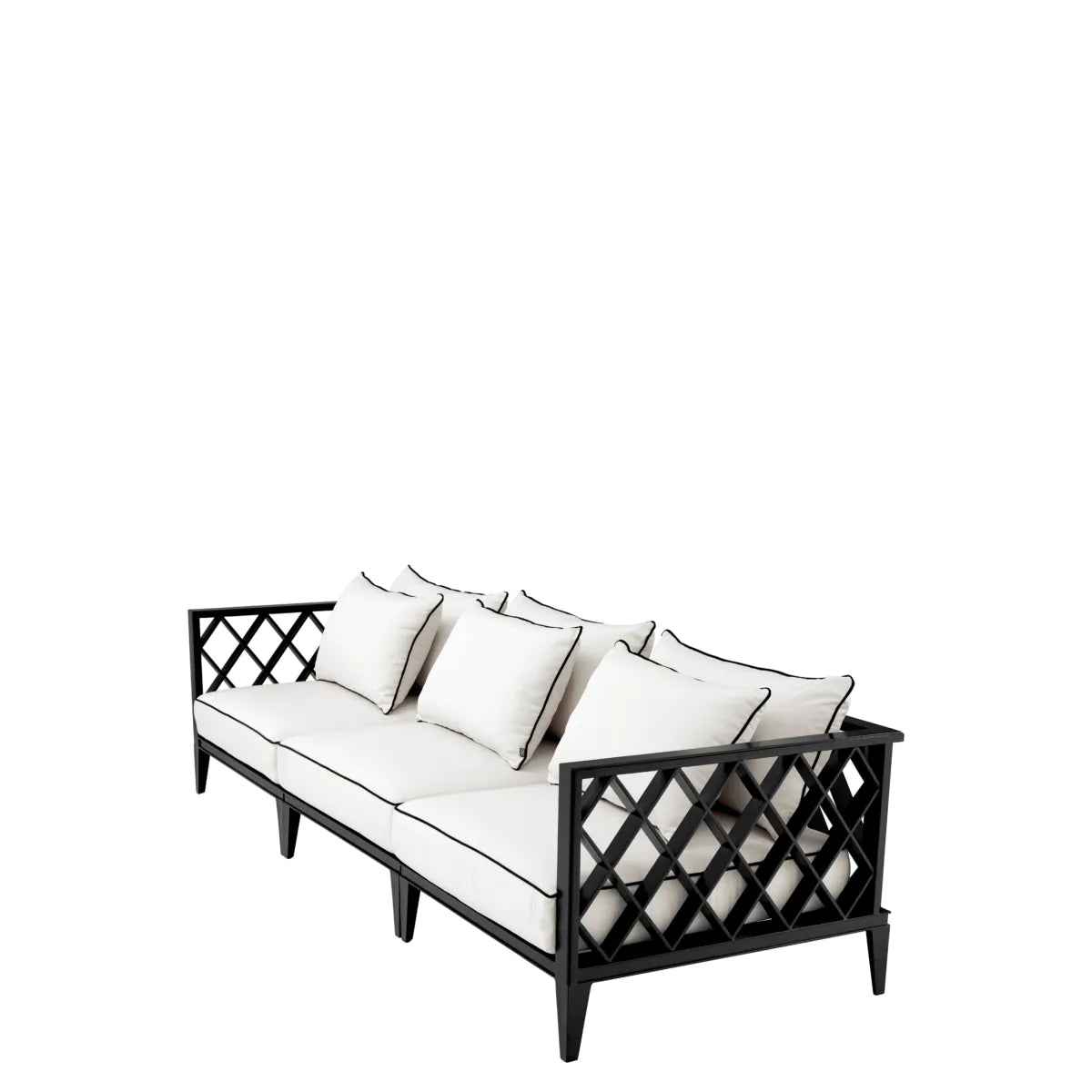 3-Seater Outdoor Sofa OCEAN CLUB Black with Cream