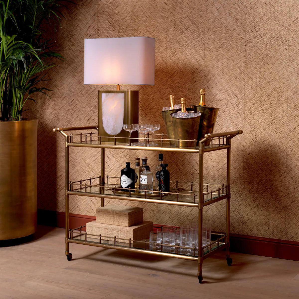 Barový vozík SCARLETT mosazný