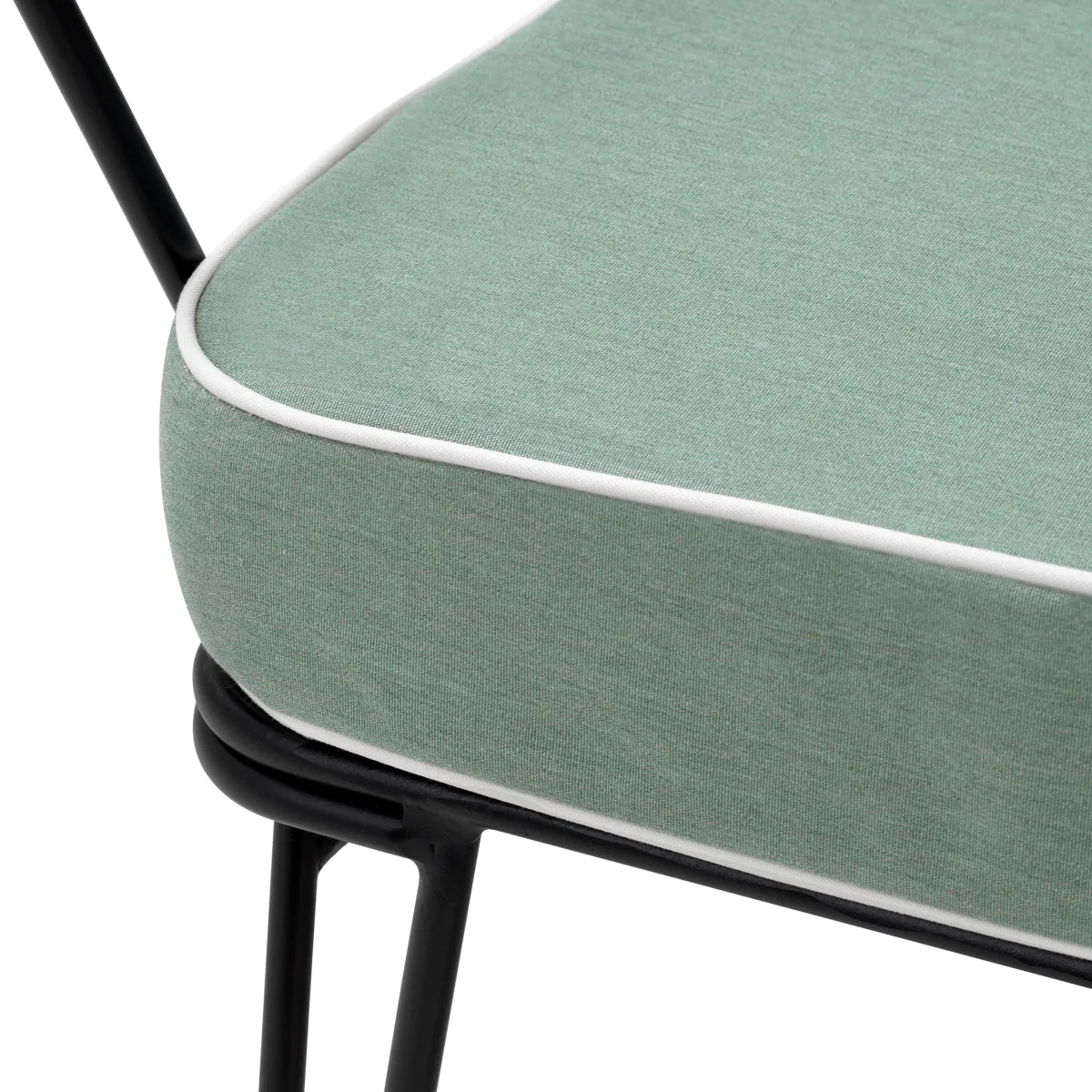 CLIFTON outdoor armchair in light blue with a black base