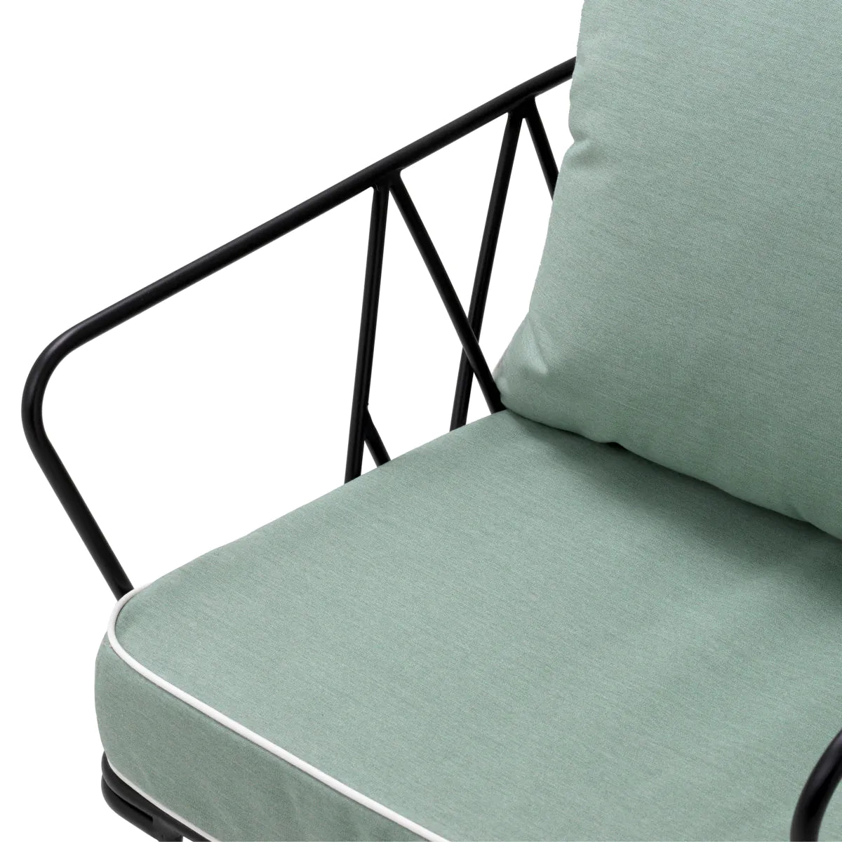 CLIFTON outdoor armchair in light blue with a black base