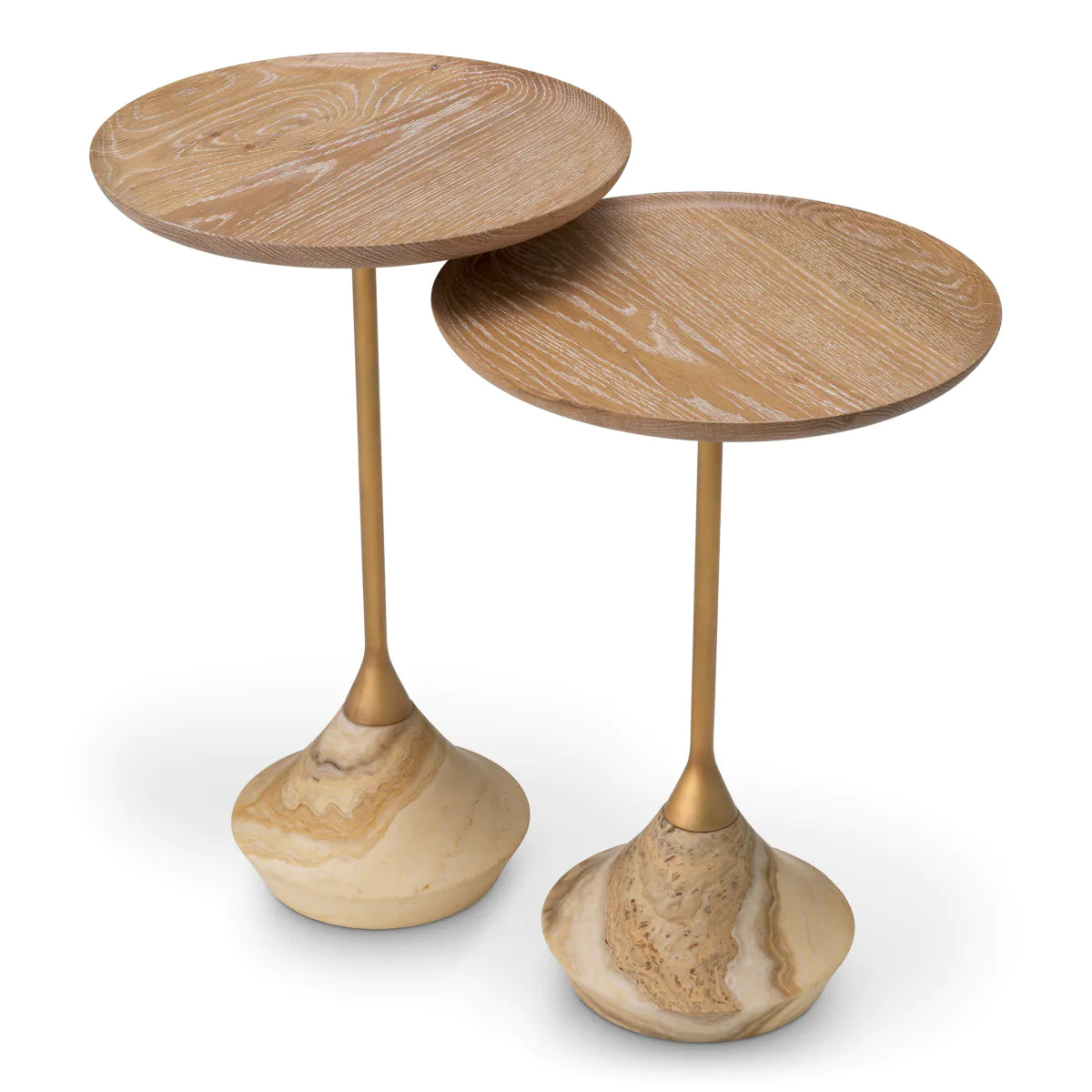 PUGLIA Table Set Oak Wood with Onyx Base