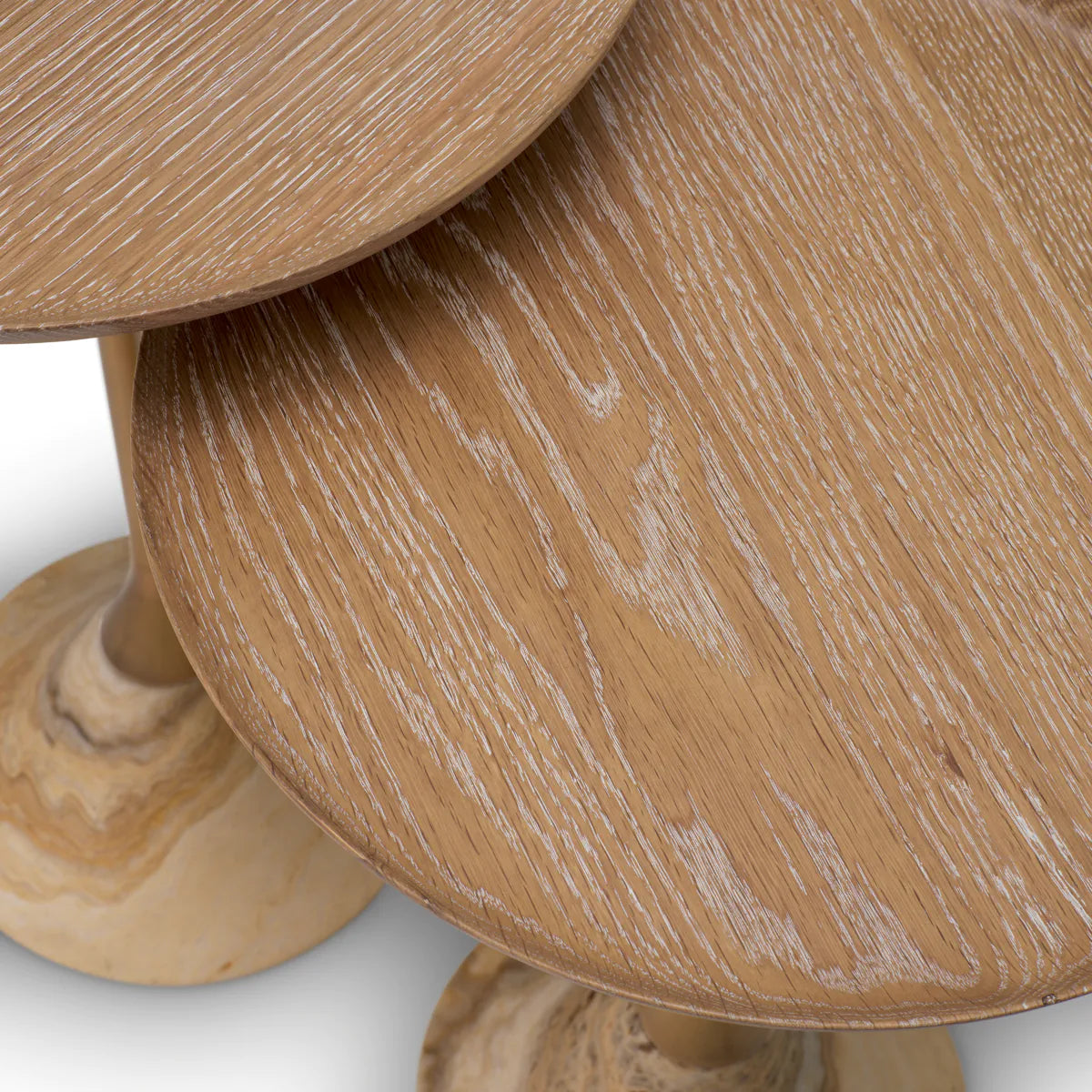 PUGLIA Table Set Oak Wood with Onyx Base