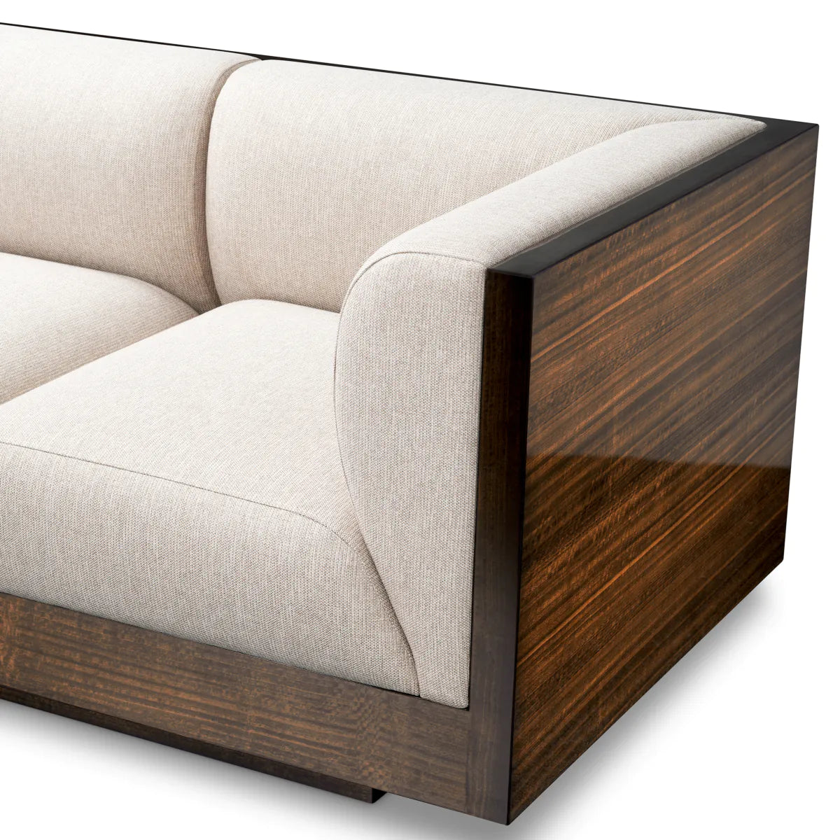 SEBASTIAN cream sofa with eucalyptus veneer