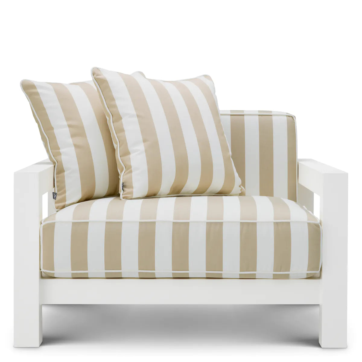 CAP ANTIBES Beige Garden Armchair with White