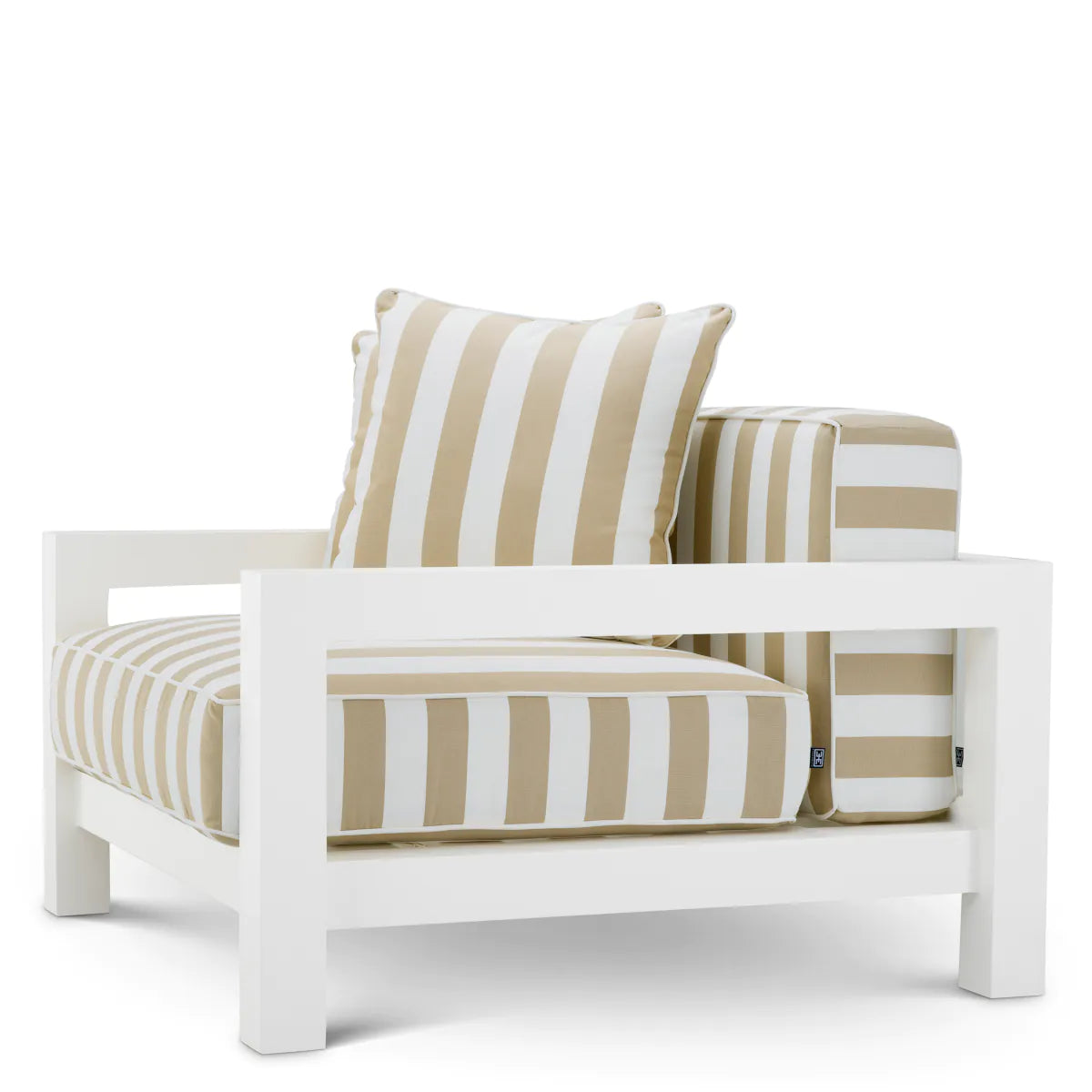 CAP ANTIBES Beige Garden Armchair with White