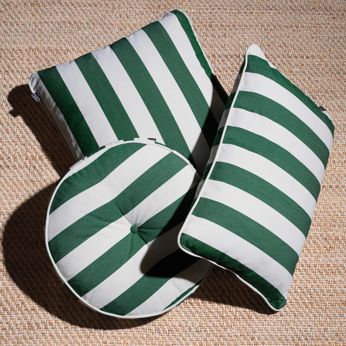Rectangular garden cushion FLORENT green with white