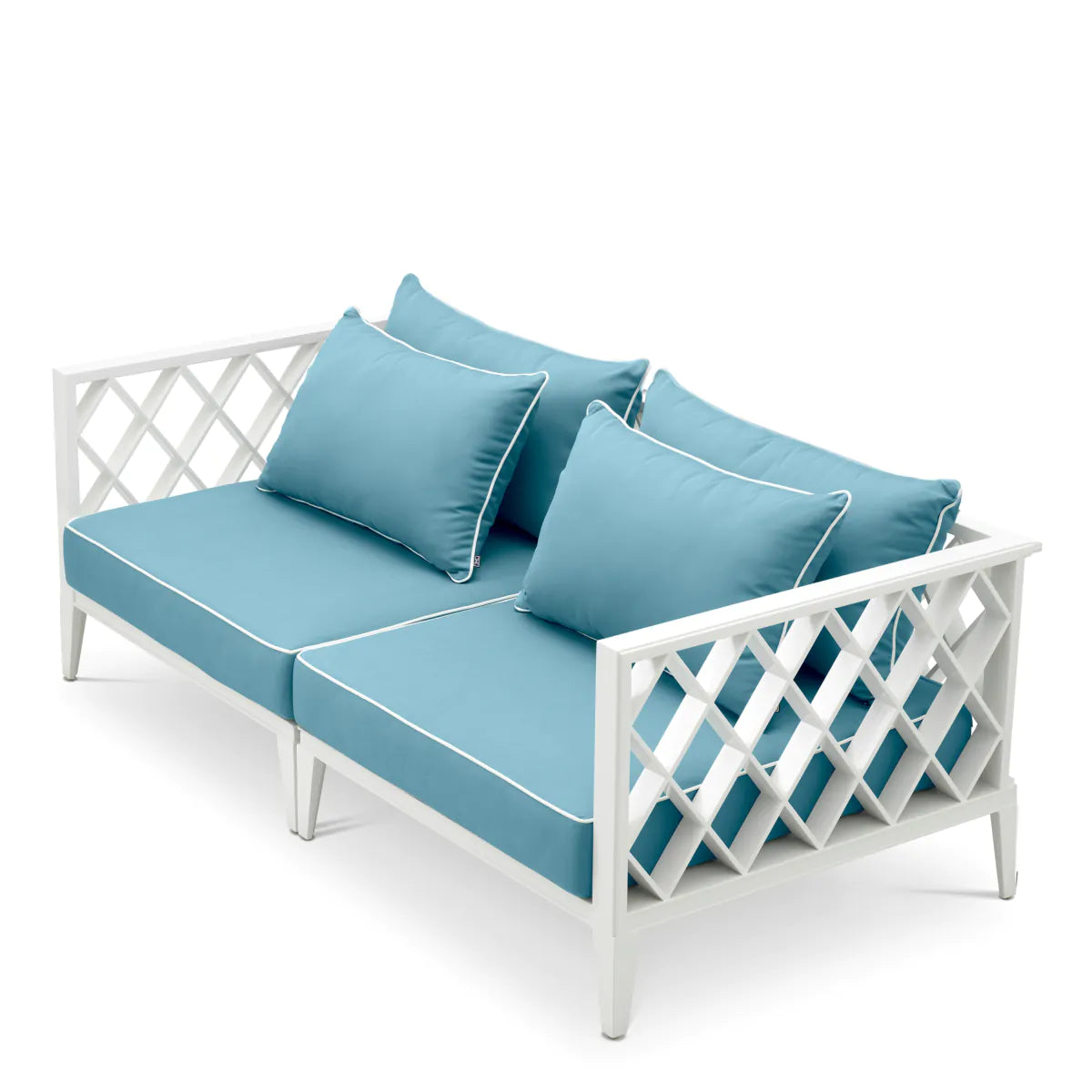 2-seater outdoor sofa OCEAN CLUB white with blue