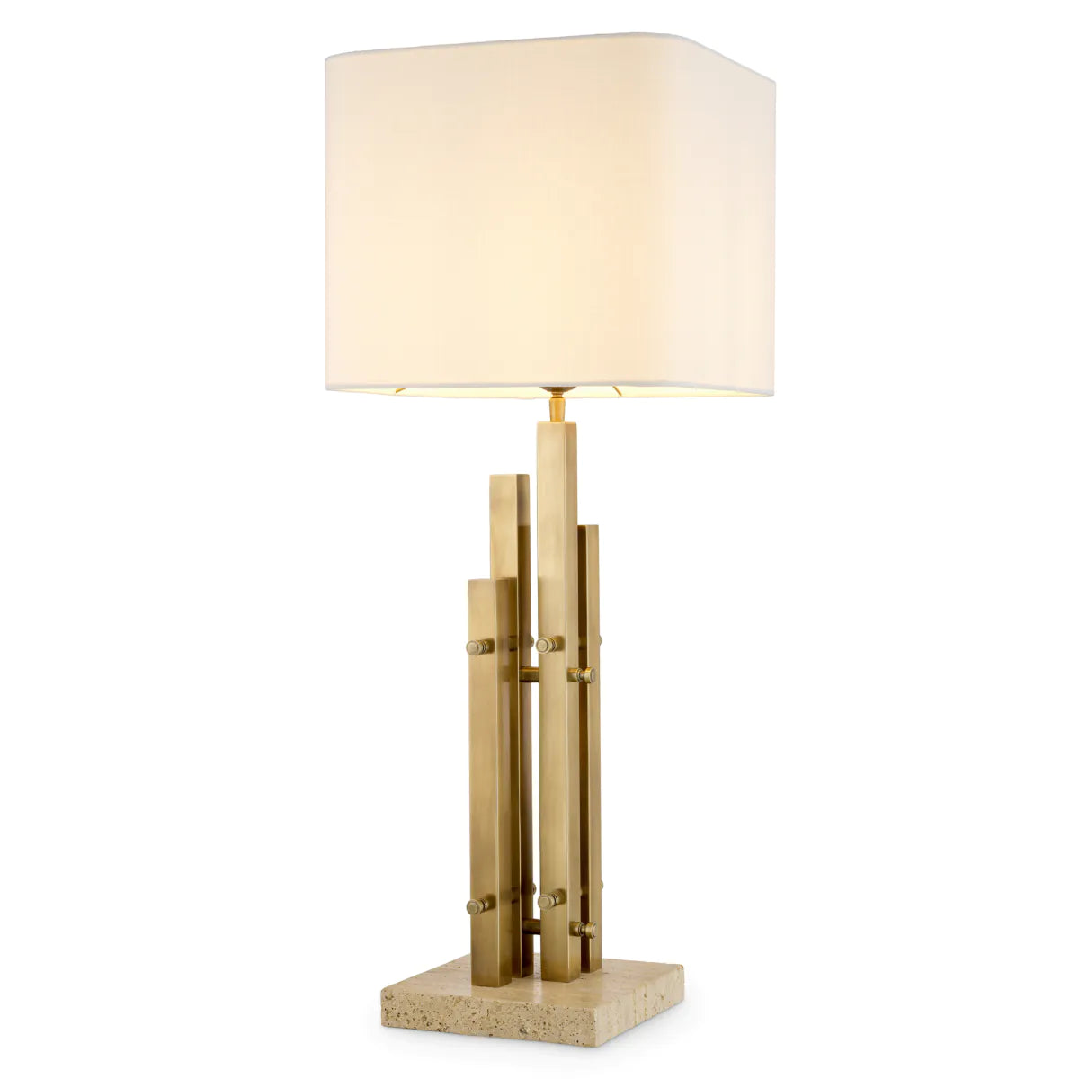 DESTINO table lamp steel with travertine base