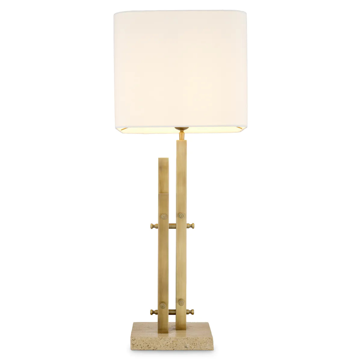 DESTINO table lamp steel with travertine base