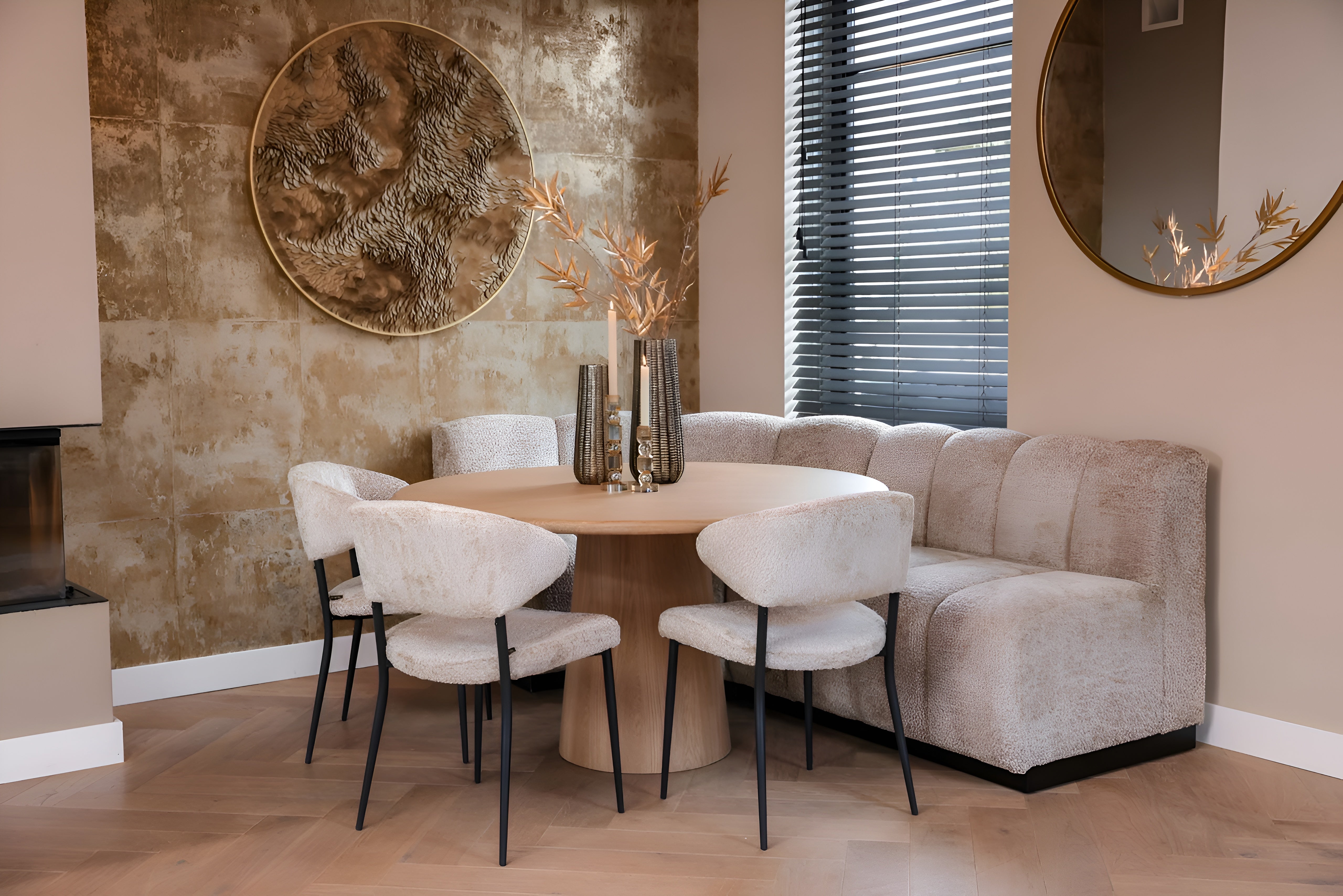 Rohová pohovka HILLPARK - zaoblený středový prvek béžový