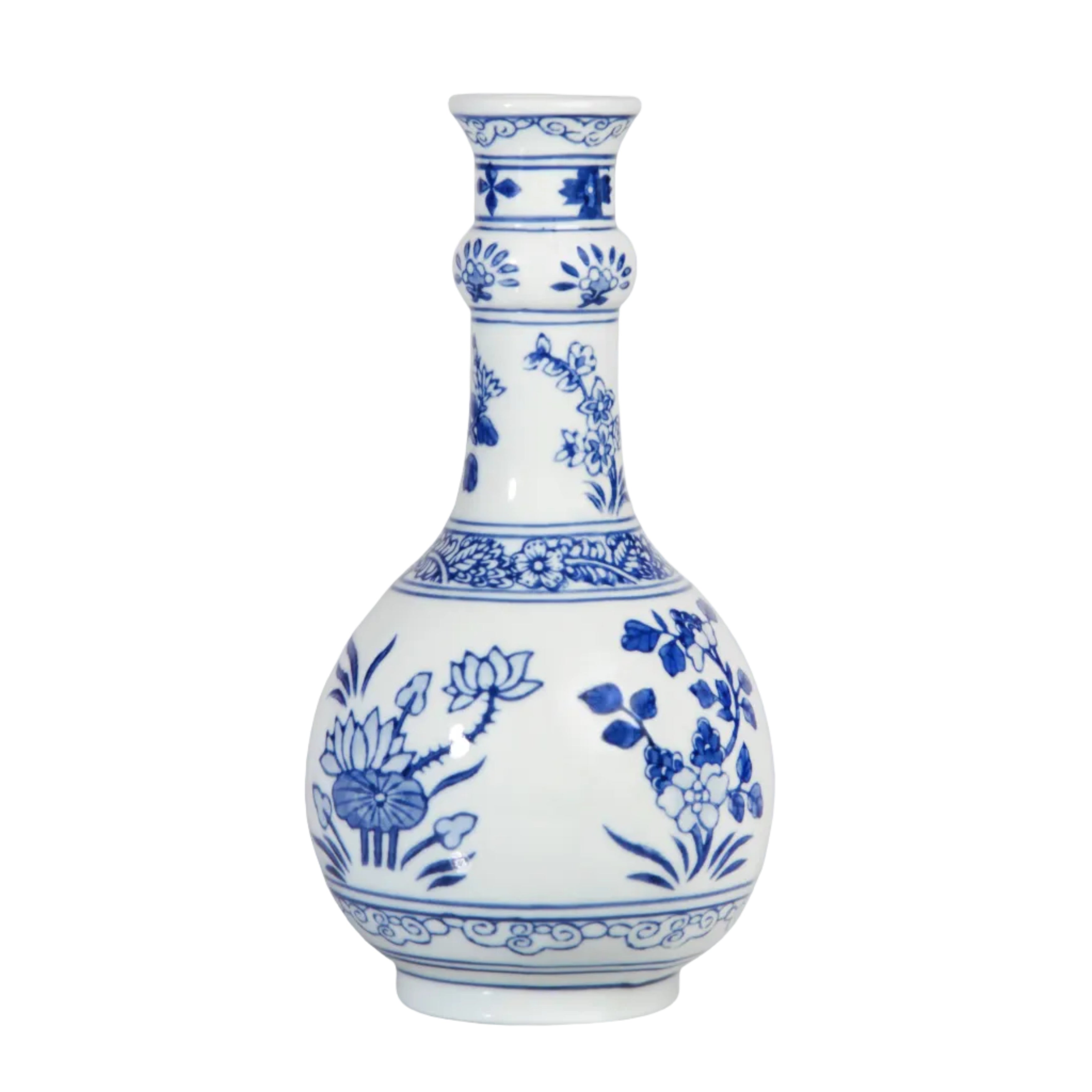 Váza FLOWERS RUYI bílá s modrou
