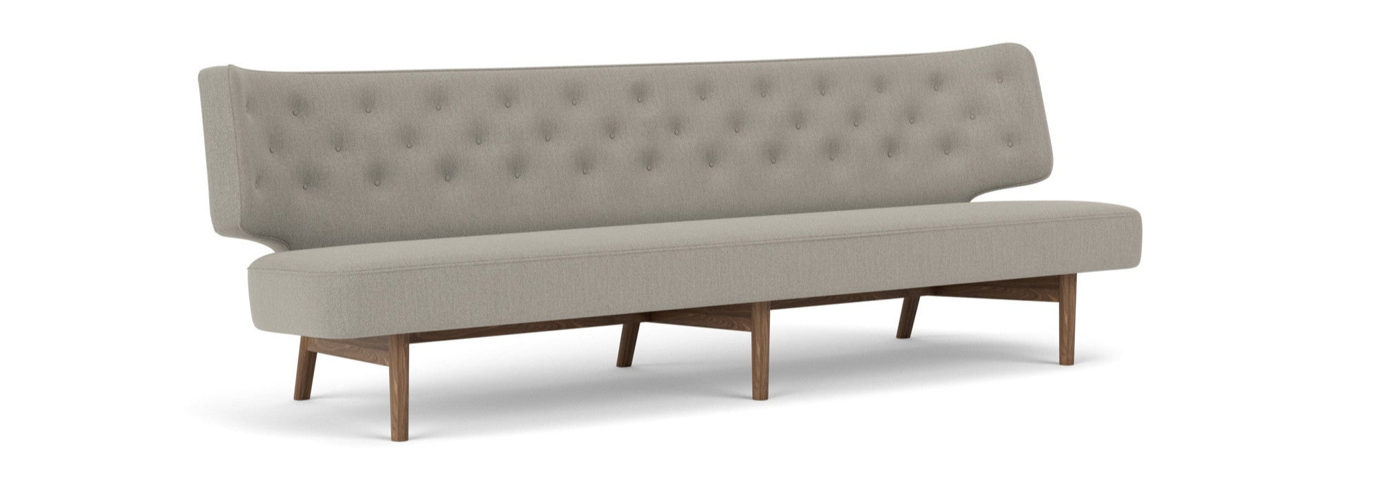 Sofa pro 3 osoby RADIOHUS šedá s ořechovým podstavcem