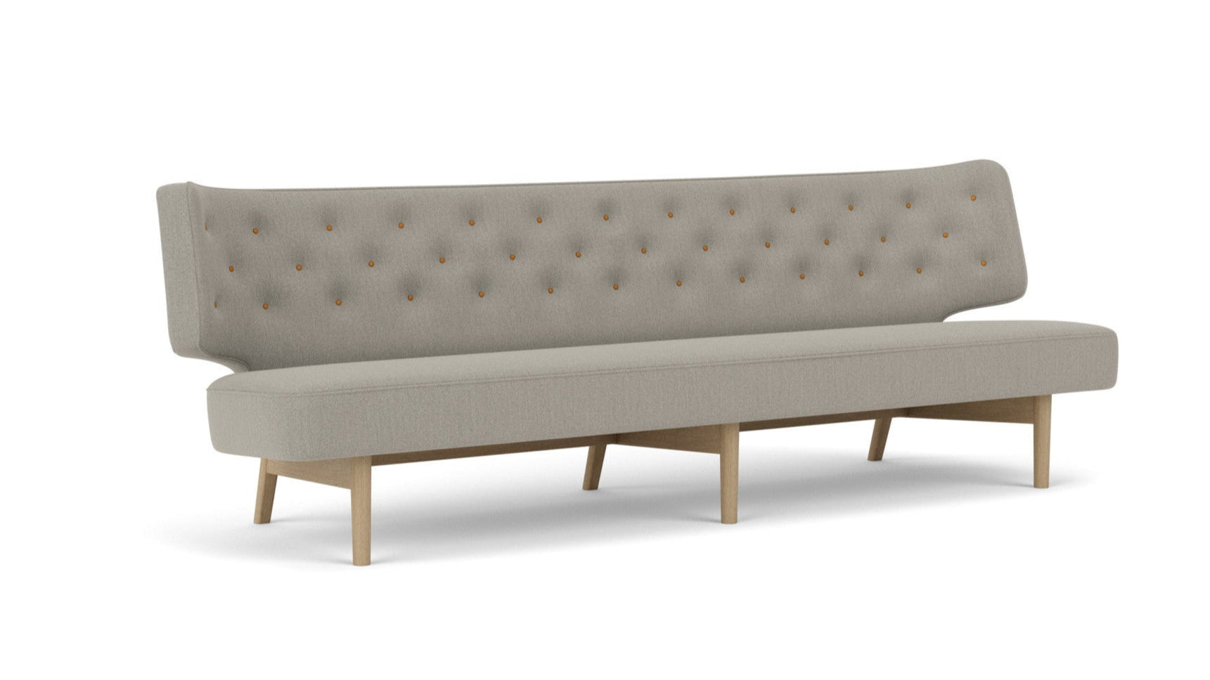 Sofa pro 3 osoby RADIOHUS šedá s dubovým podstavcem