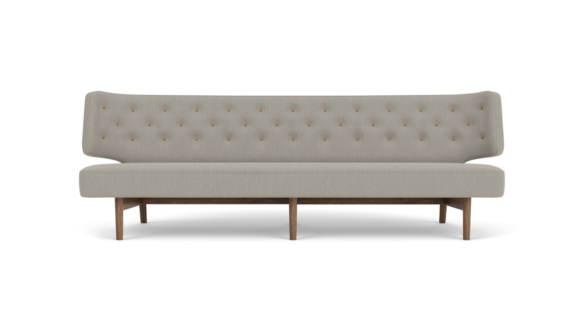 Sofa pro 3 osoby RADIOHUS šedá s ořechovým podstavcem