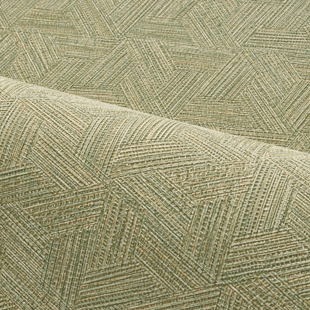 Geometric Structural Wallpaper Inspired by Banana Leaves LINDU - DARK GREEN KAKI