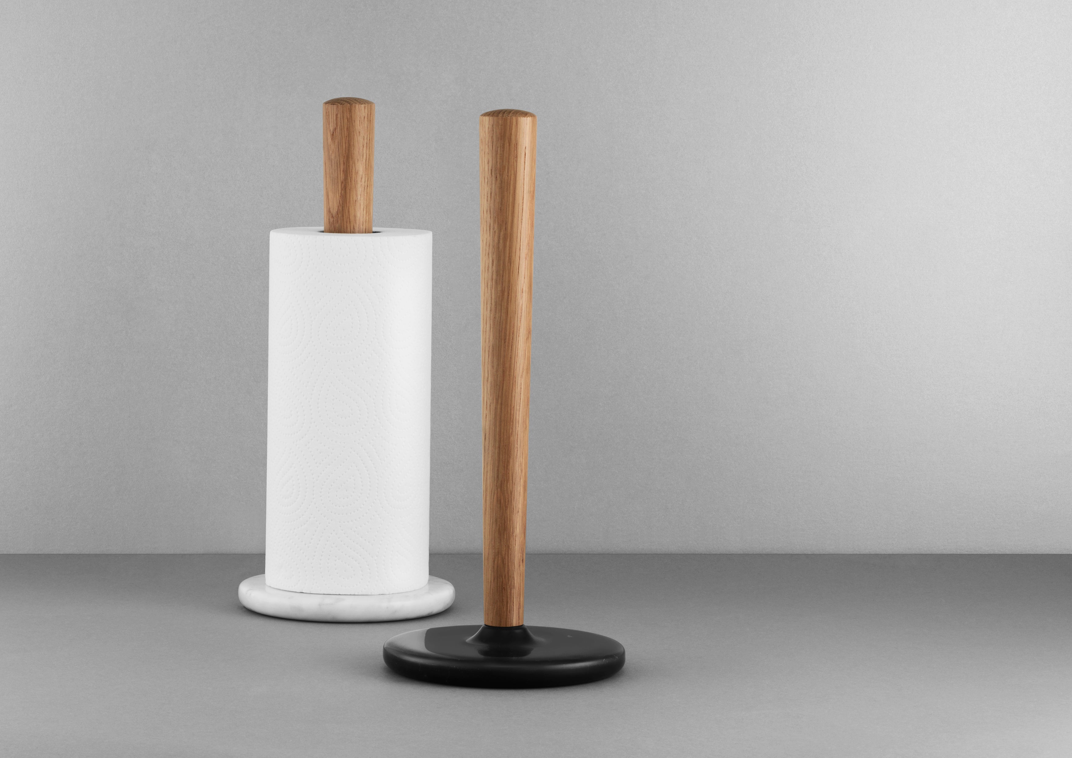 CRAFT wooden oak paper towel holder with black marble base