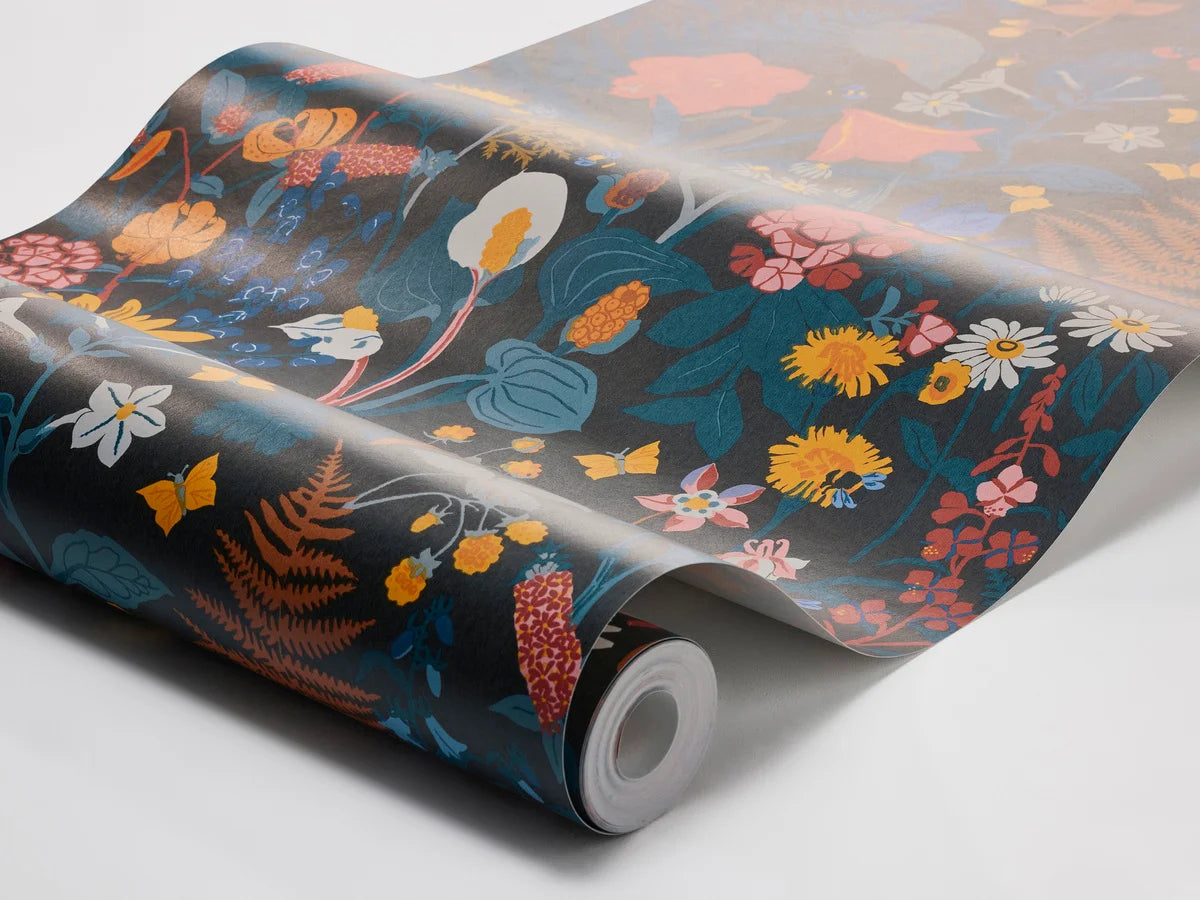 STUGRABATT Blue and Yellow Floral Pattern Wallpaper