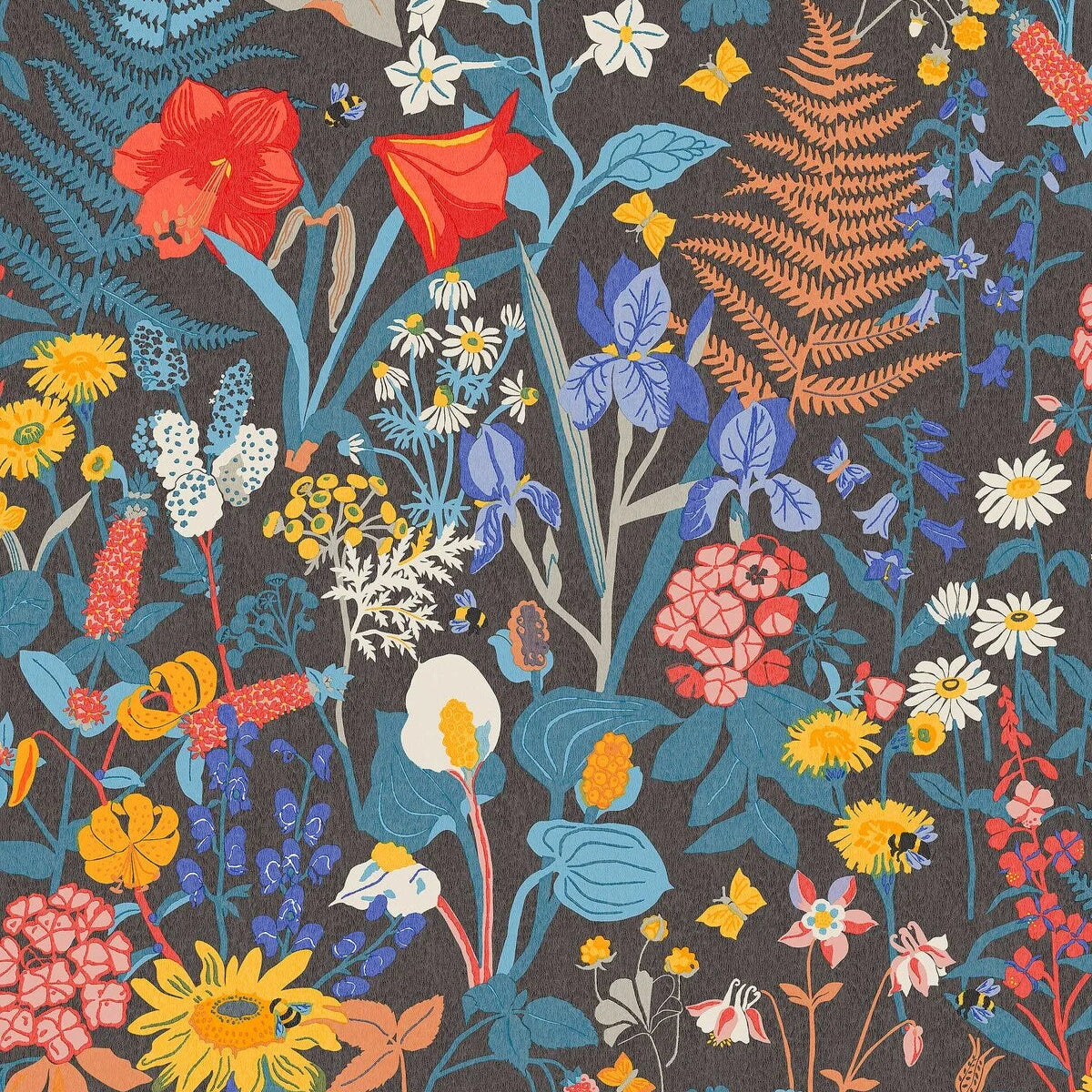 STUGRABATT Blue and Yellow Floral Pattern Wallpaper