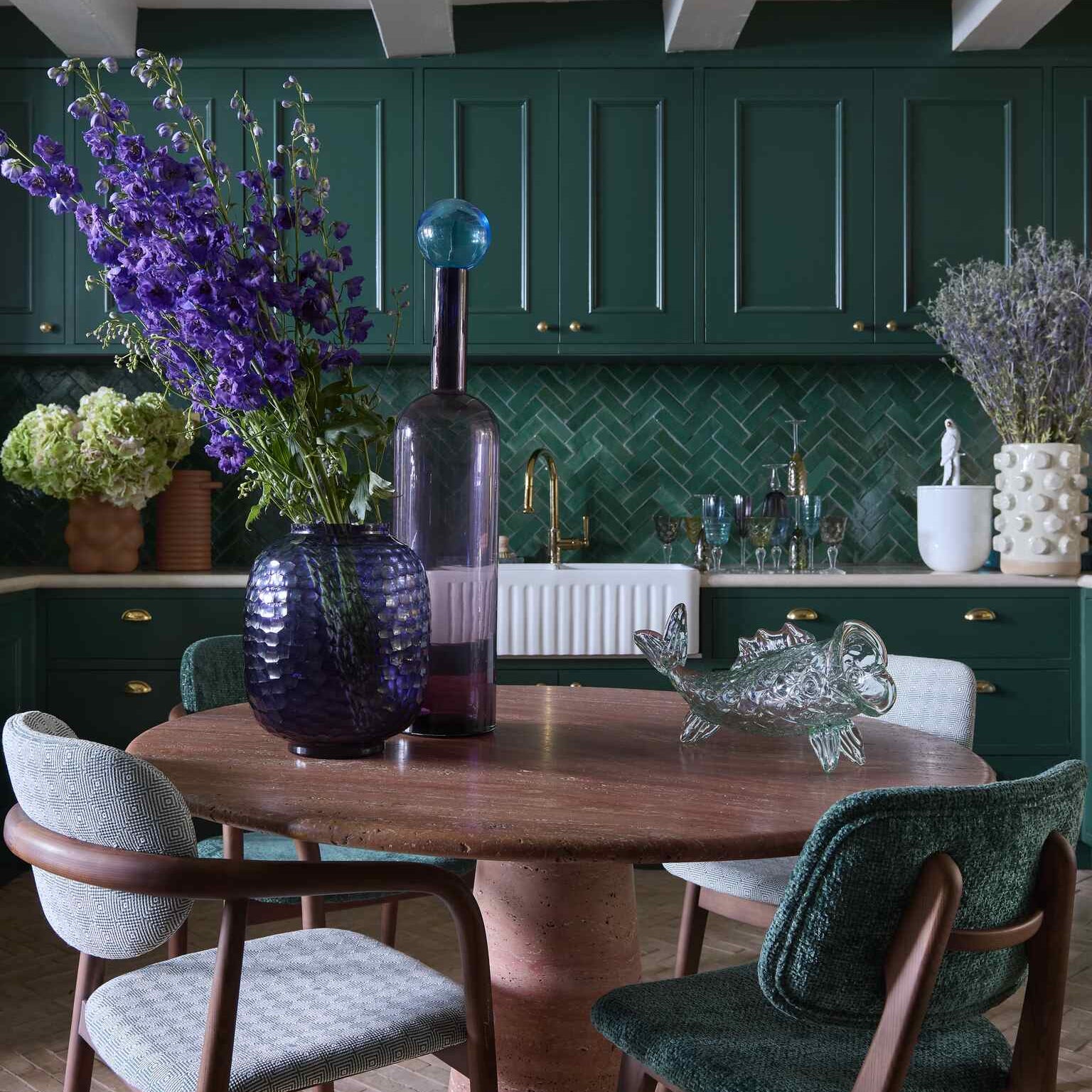 Skleněný váza HONEYCOMB tmavě fialová