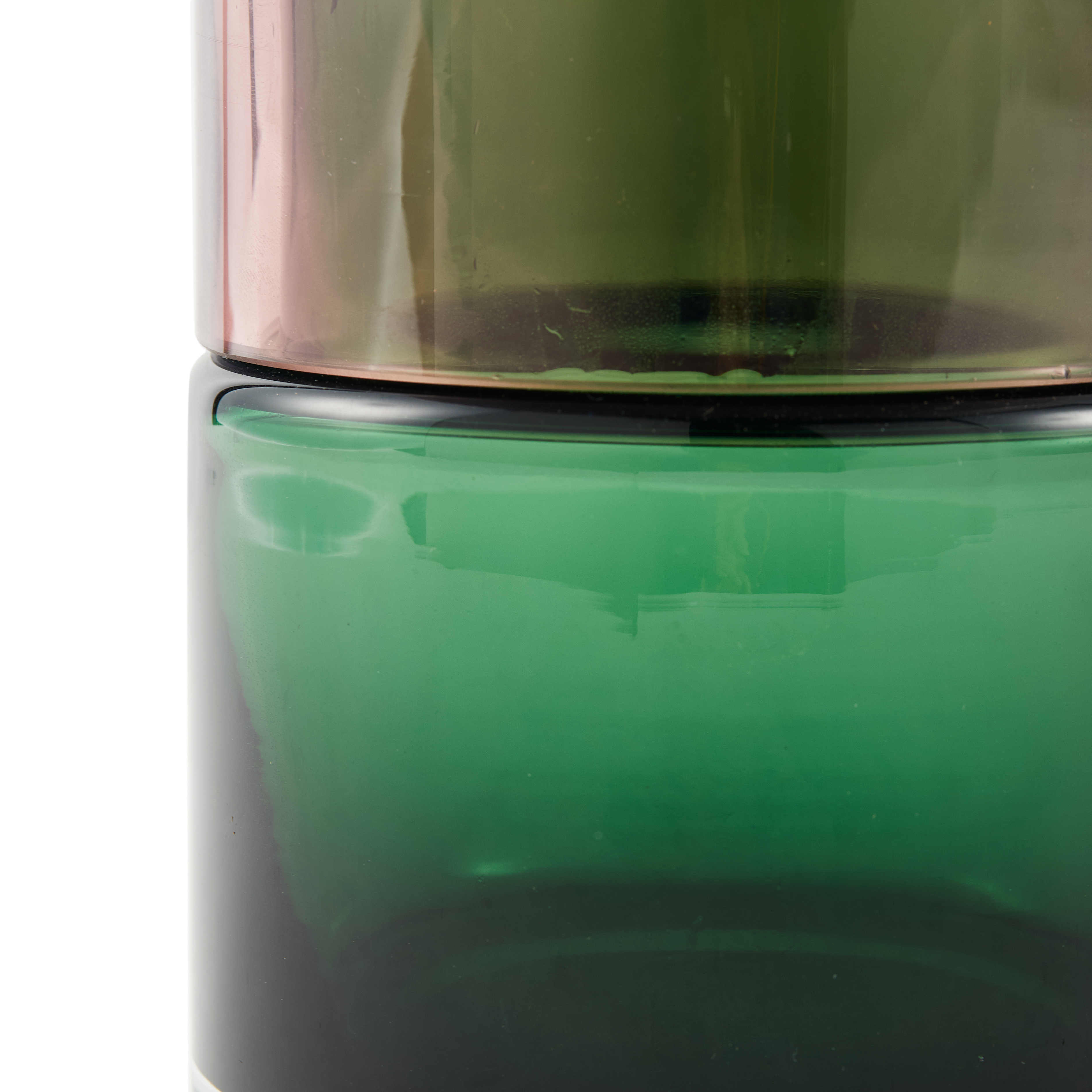 Skleněný váza DISK FORMY růžová se zelenou