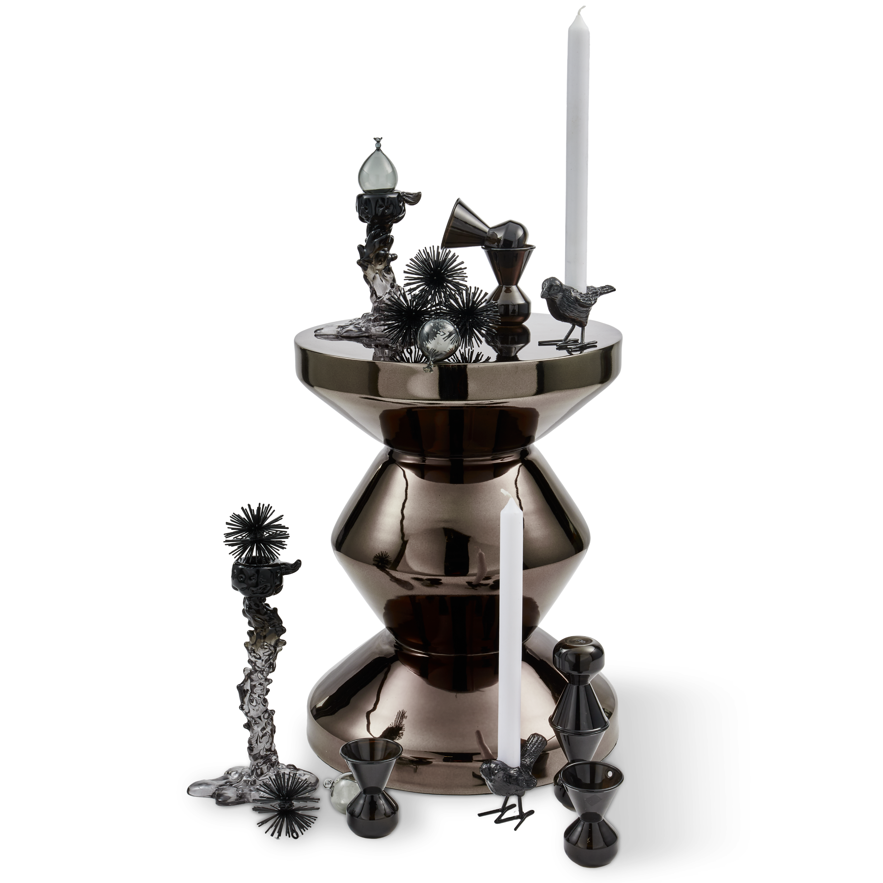 Svícen GLASS DRIP černý