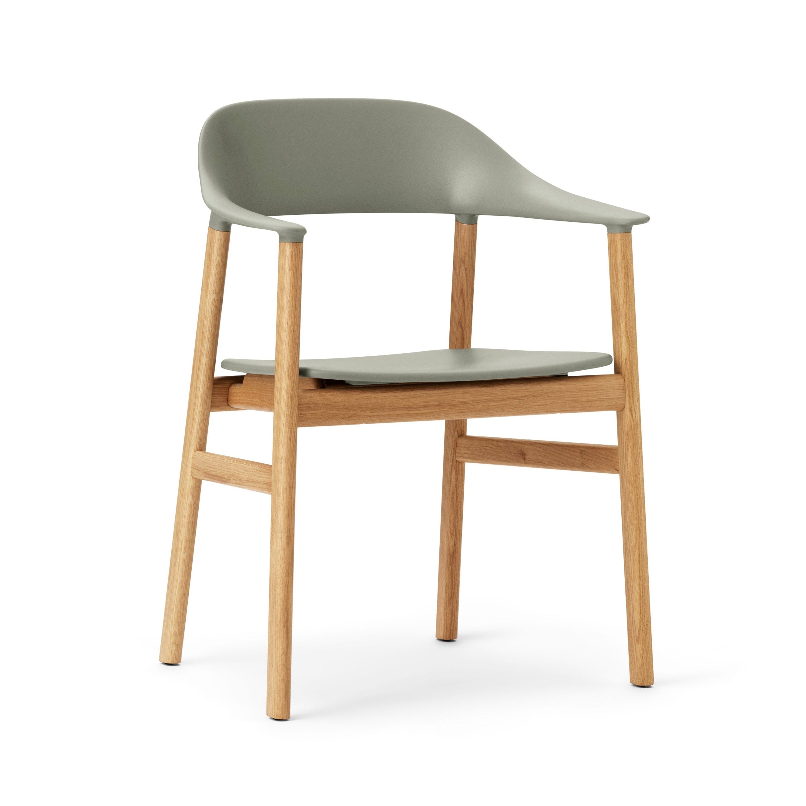 Křeslo s opěrkami HERIT zelené s přírodní dubovou základnou