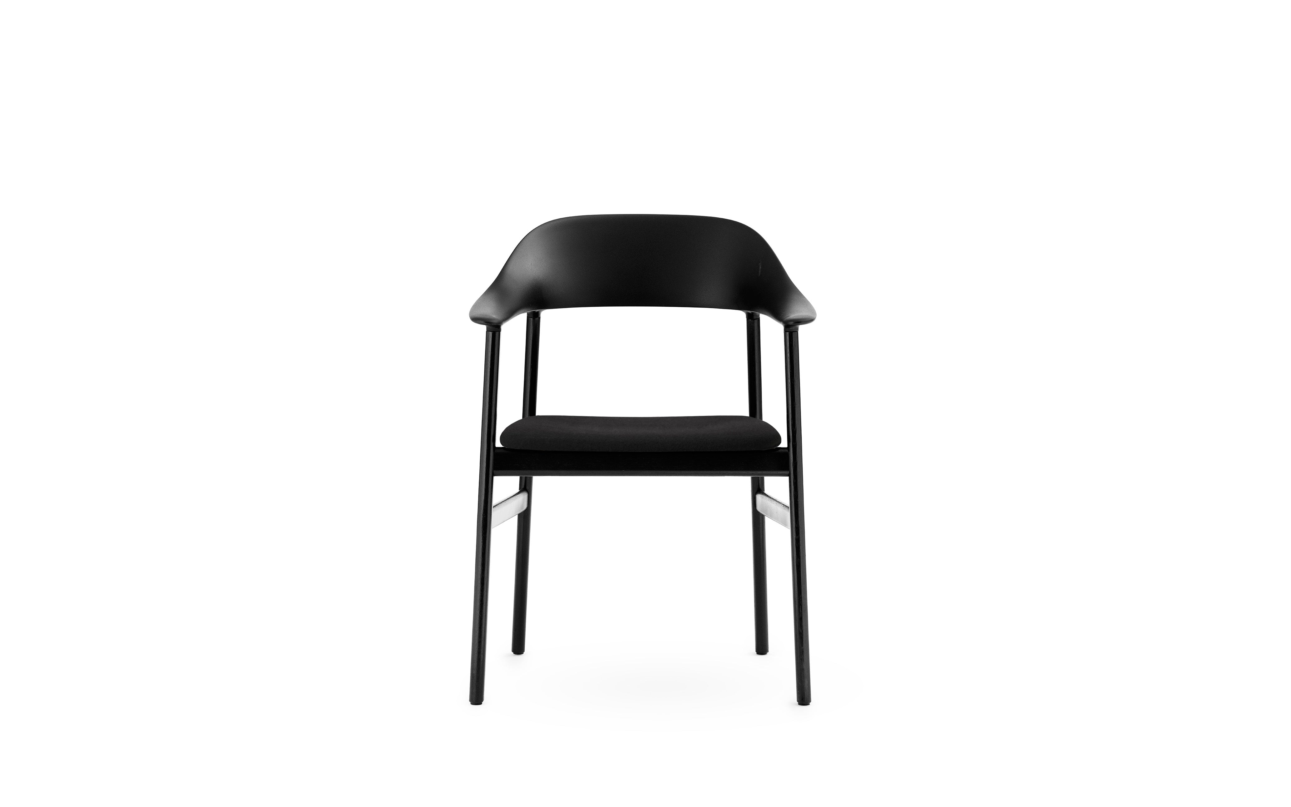 Chair with armrests upholstered Herit with a black oak base