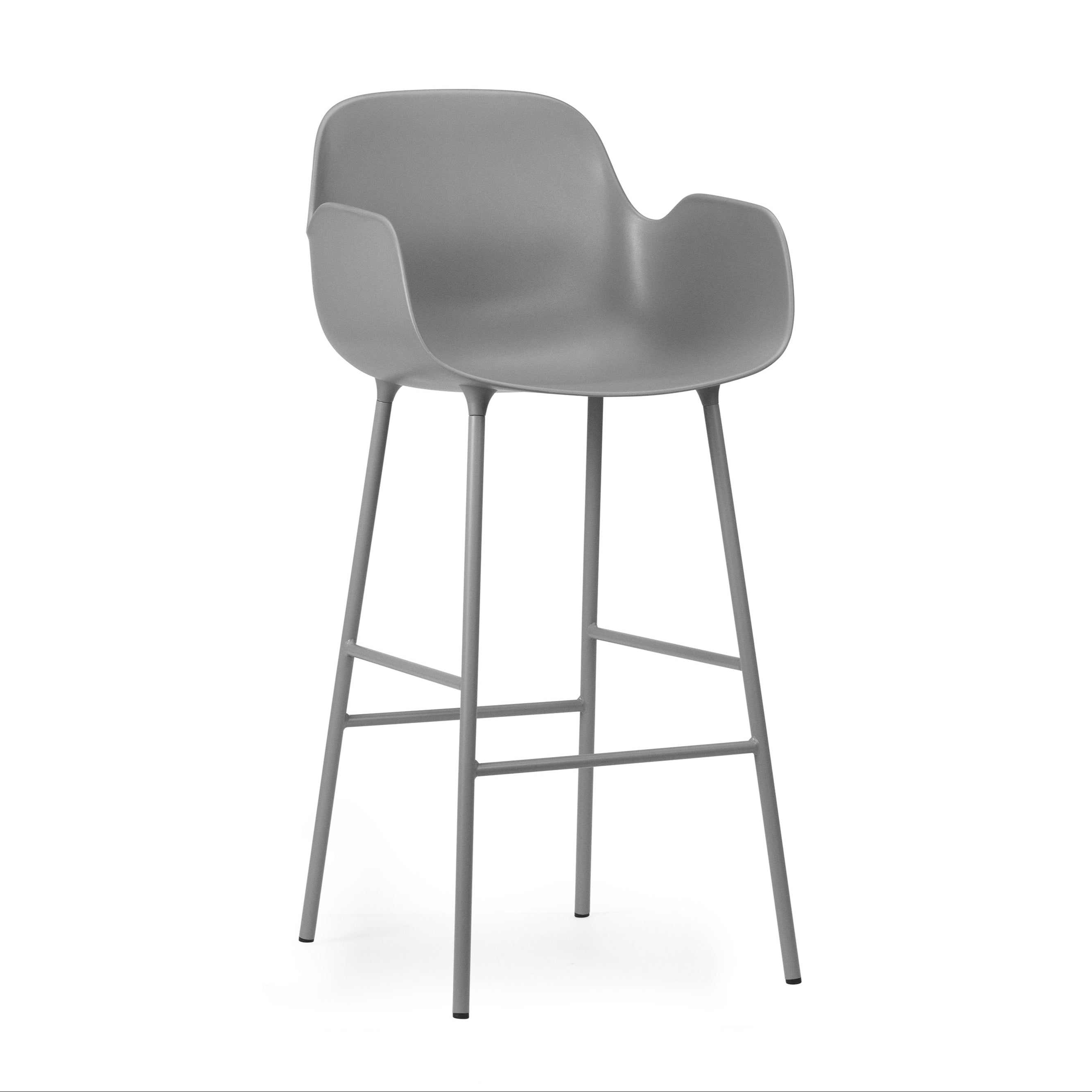 Barová židle s opěrkami FORM šedá