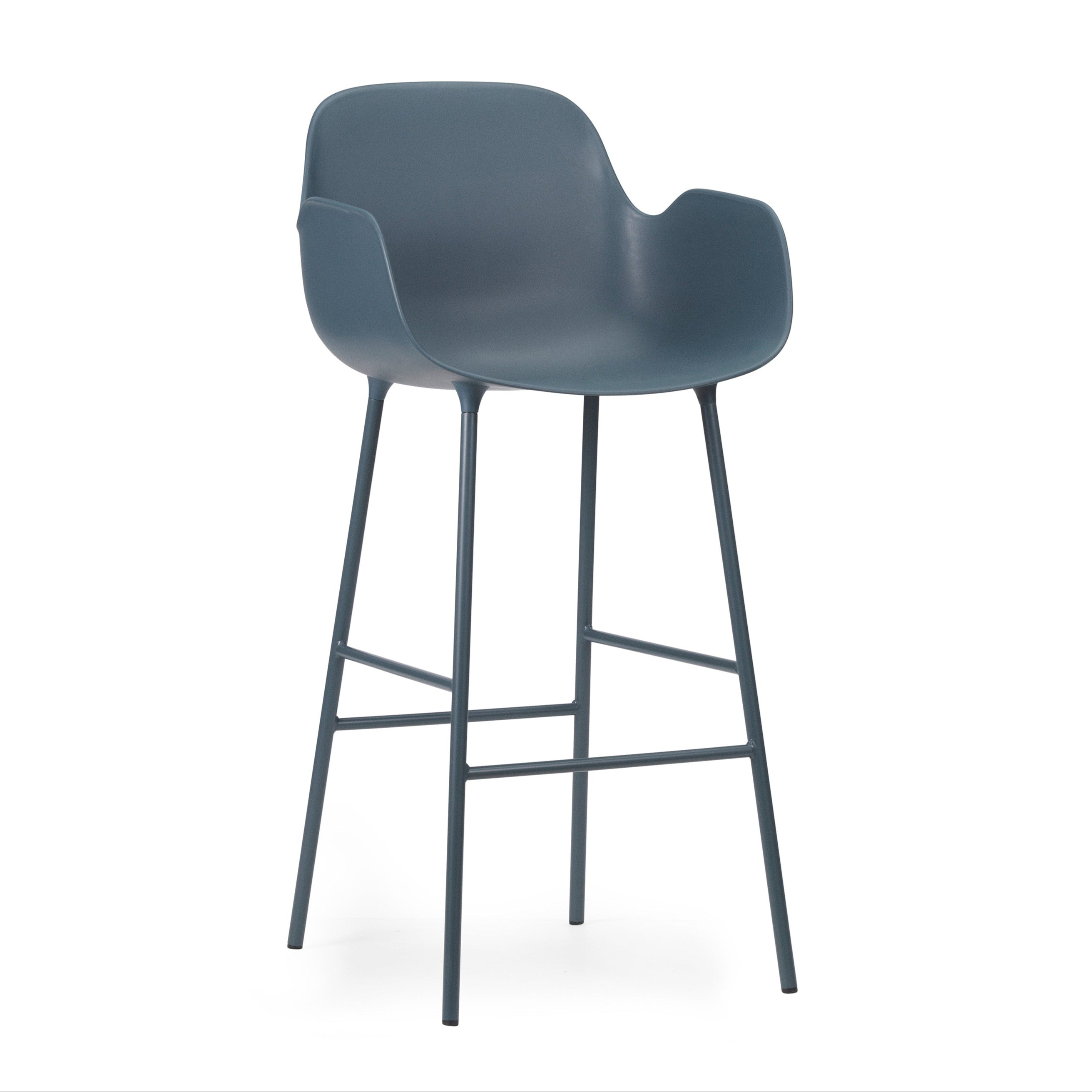 Bar chair with armrests of blue sea forms