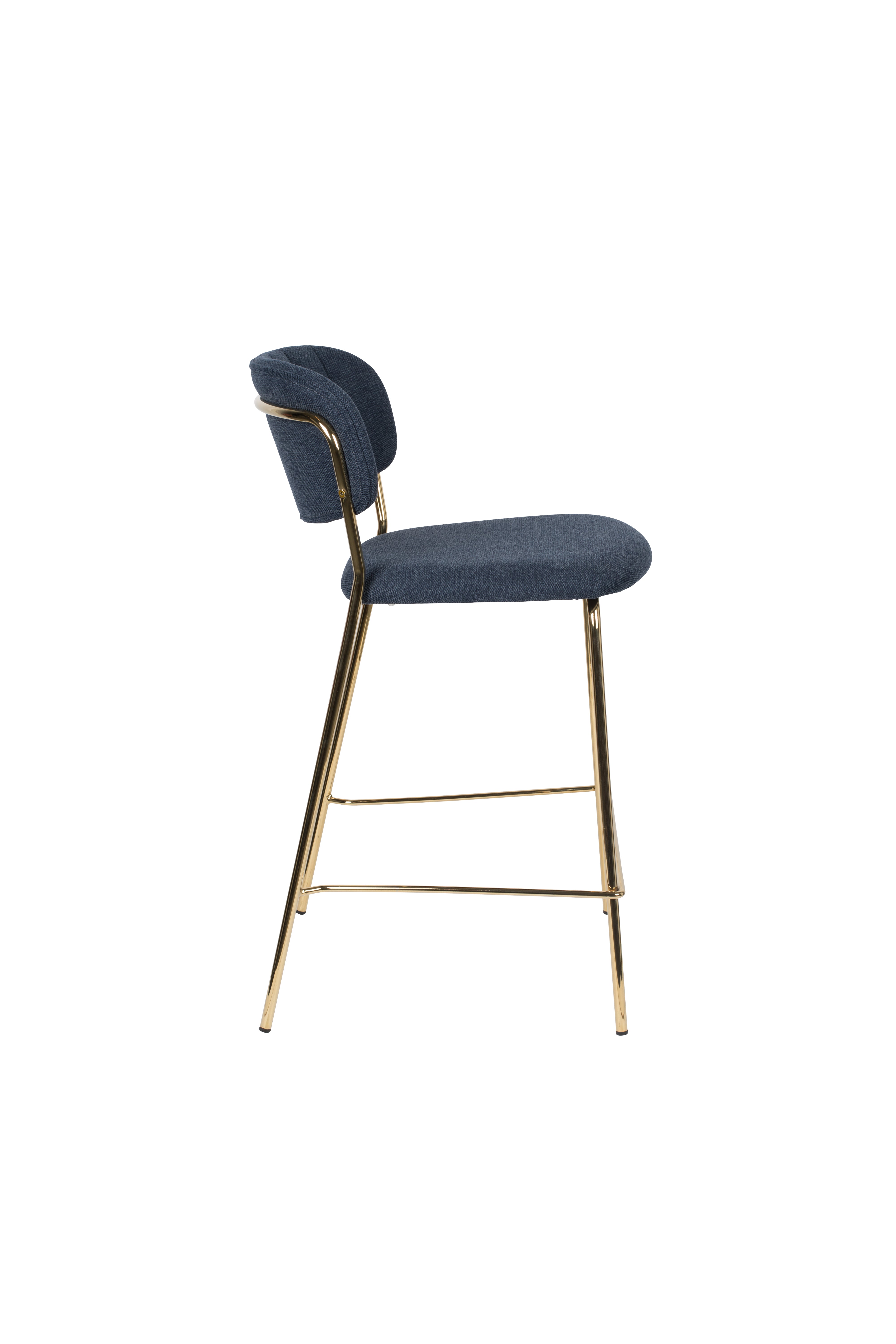 JOLIEN Dark Blue Stool with Gold Base