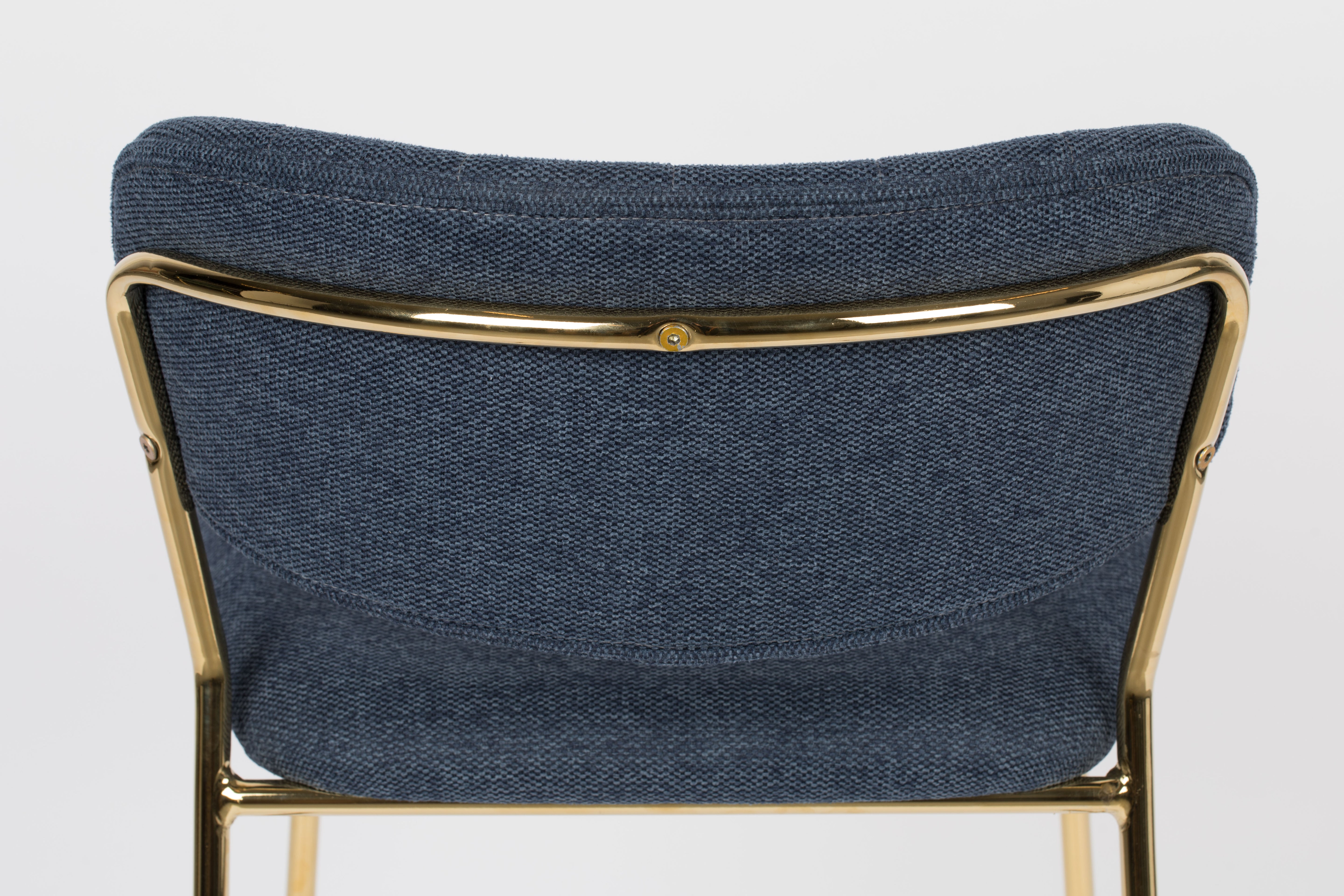 JOLIEN Dark Blue Stool with Gold Base