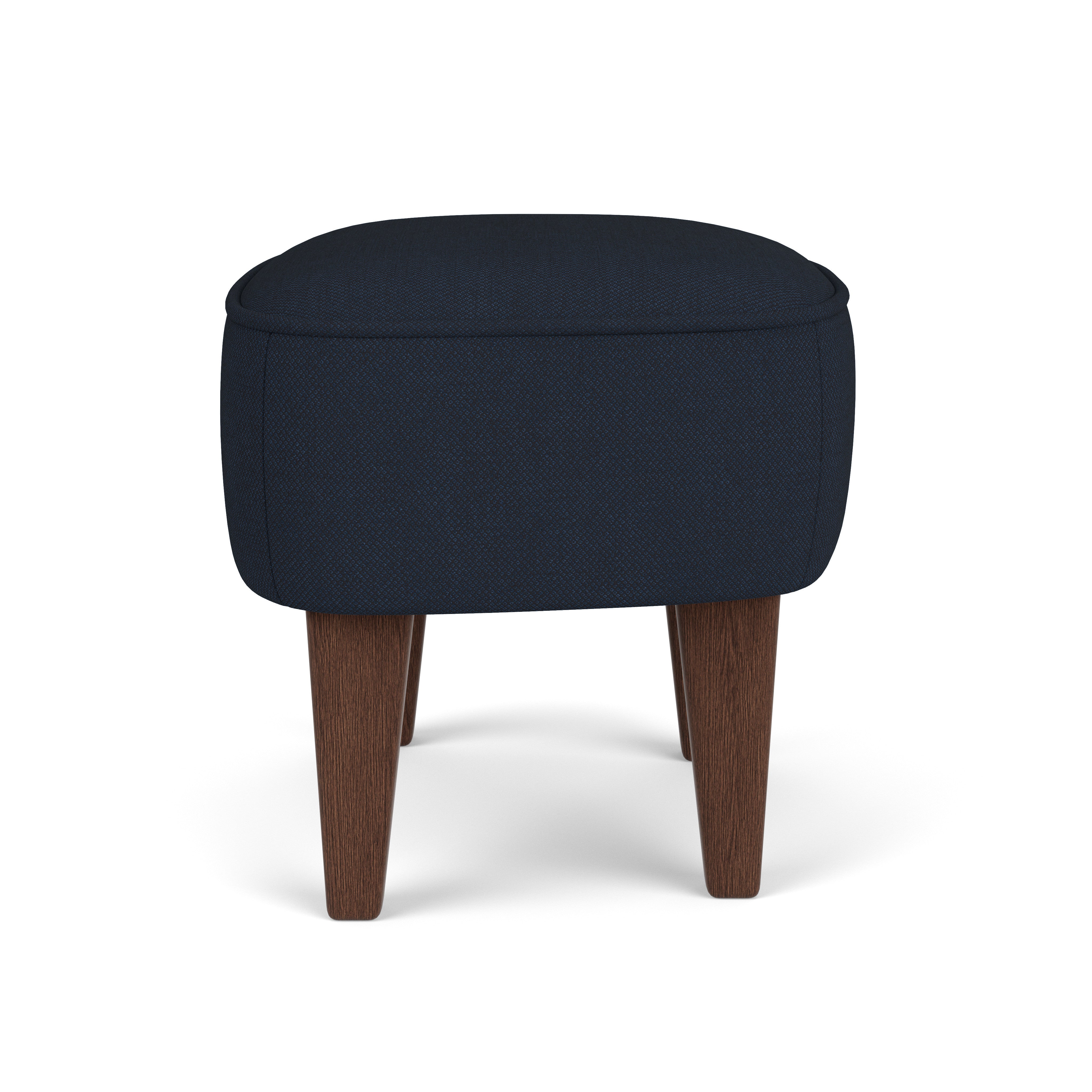 INGEBORG navy footstool with dark oak base