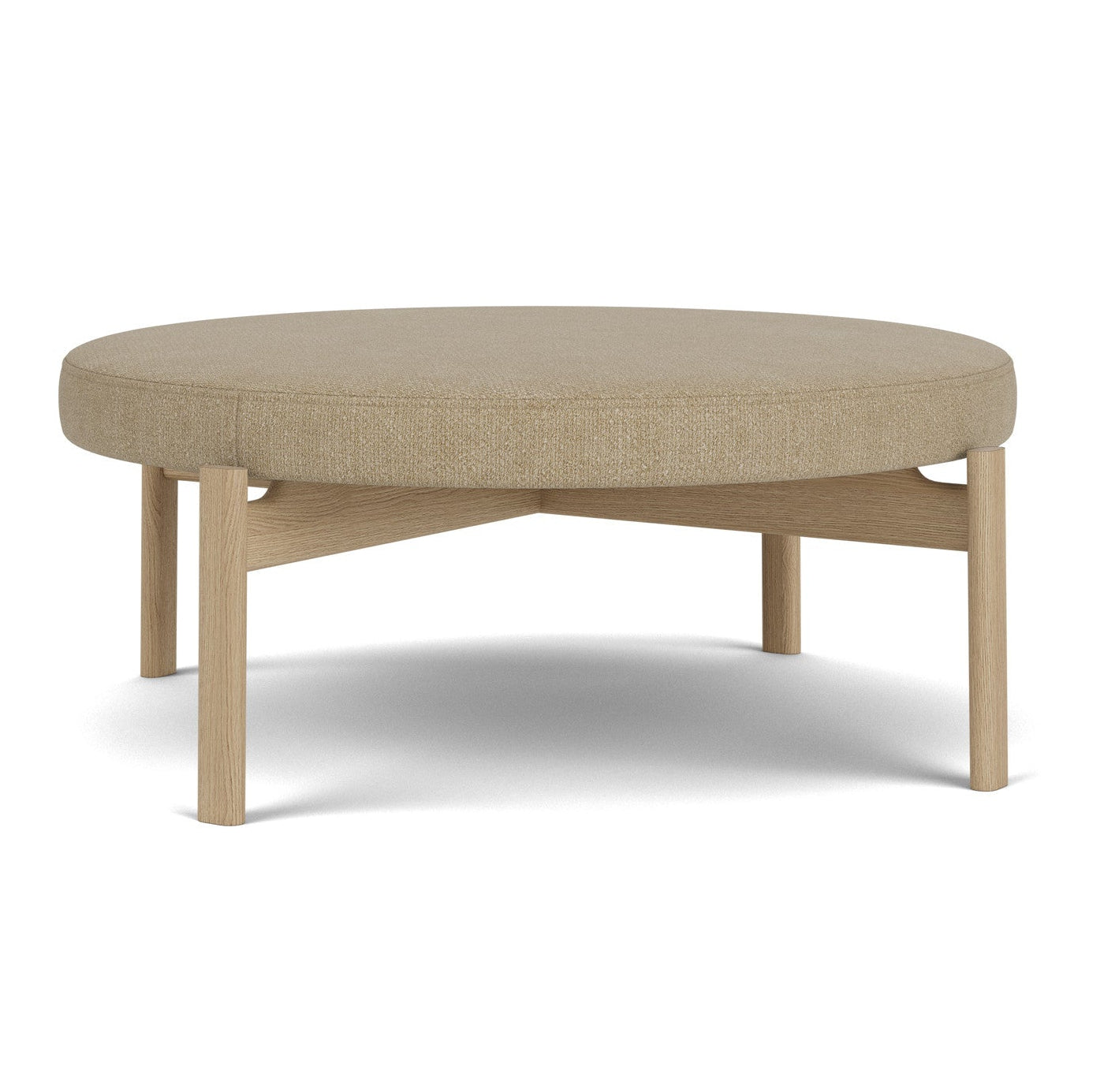 Beige PASSAGE pouf with oak base