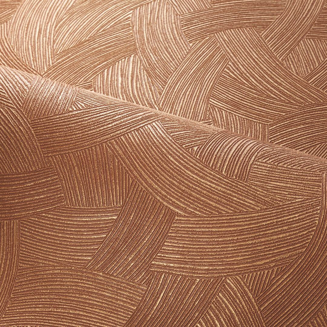 Metallic Structural Wallpaper with Abstract Pattern BERENICE - CUIVRE Copper