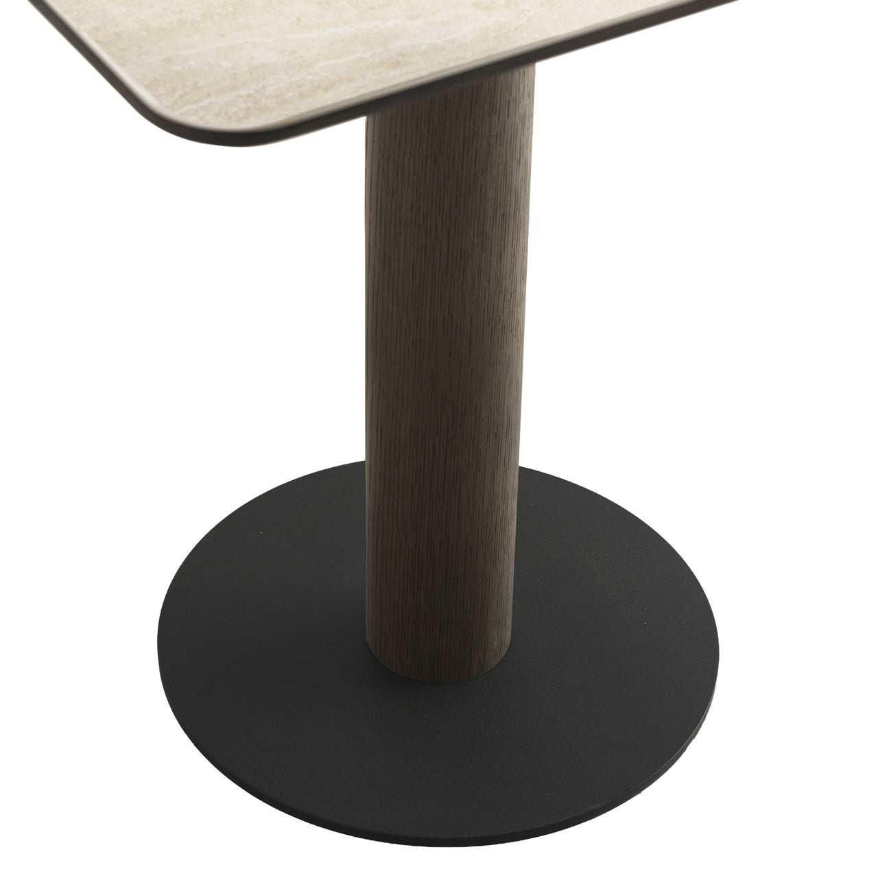RITZ Square Bar Table Brown Oak Veneer with Beige Ceramic Top