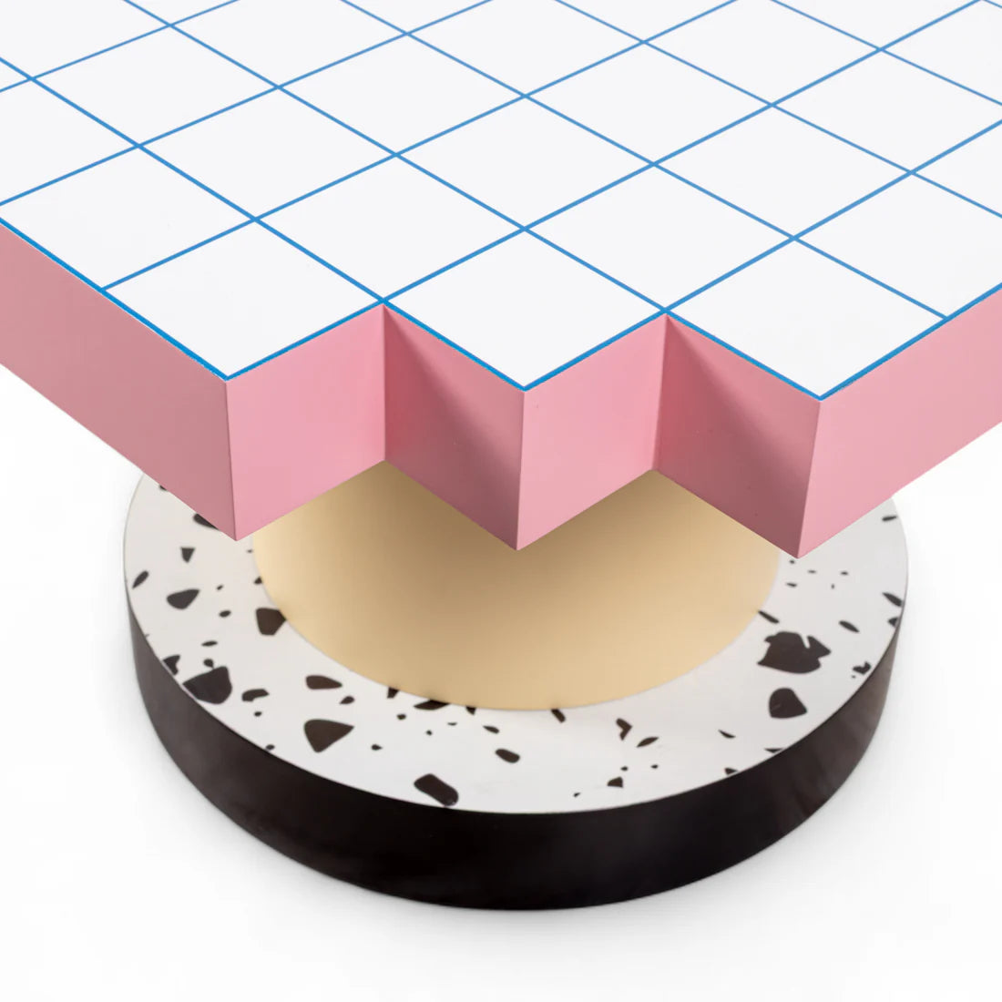 Konferenční stolek SUPERCOFFEE BLUE GRID růžový se žlutou