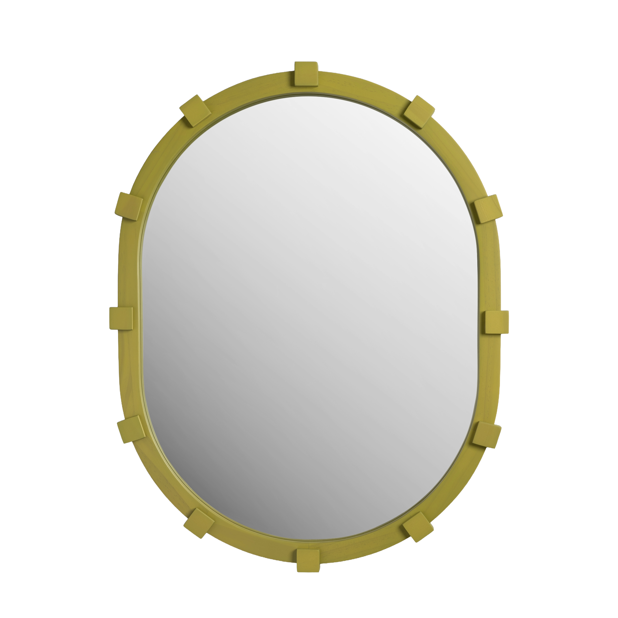 Ovalné zrcadlo CHUNK zelené dřevo