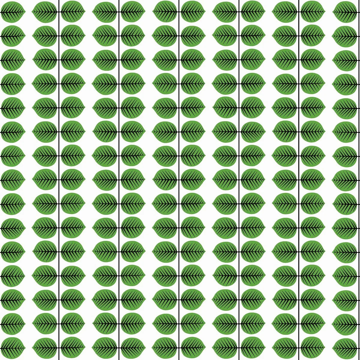 BERSÅ White Wallpaper with Green Leaf Pattern