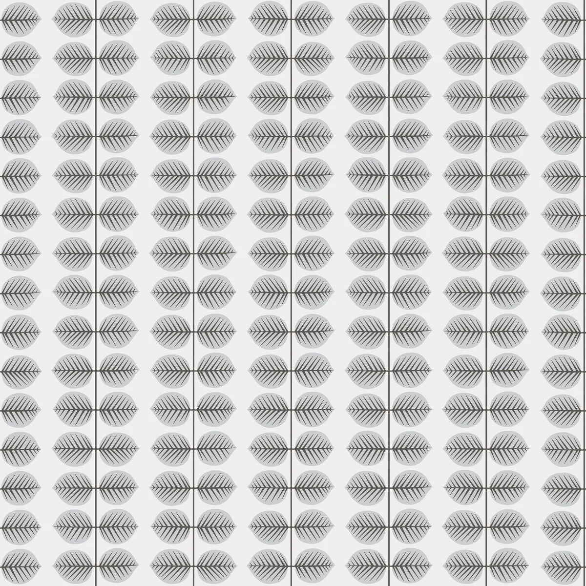 Tapeta s rostlinným vzorem listů BERSÅ bílá se šedou