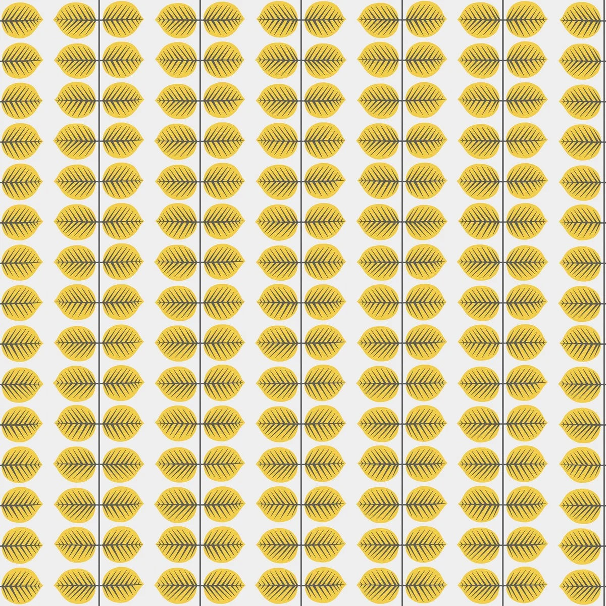 Tapeta s rostlinným vzorem listů BERSÅ bílá se žlutou