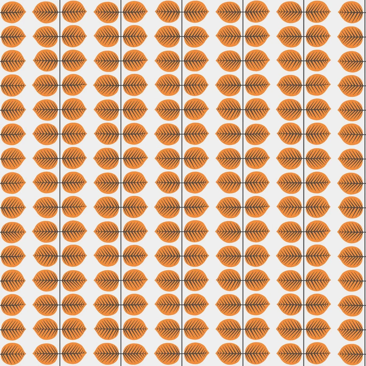 Tapeta s rostlinným vzorem listů BERSÅ bílá s oranžovou