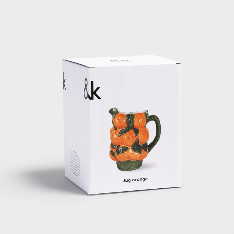 Orange pitcher with green