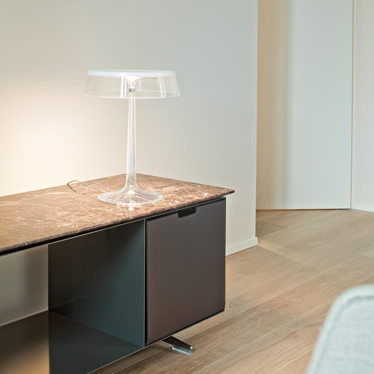 BON JOUR matte chrome table lamp