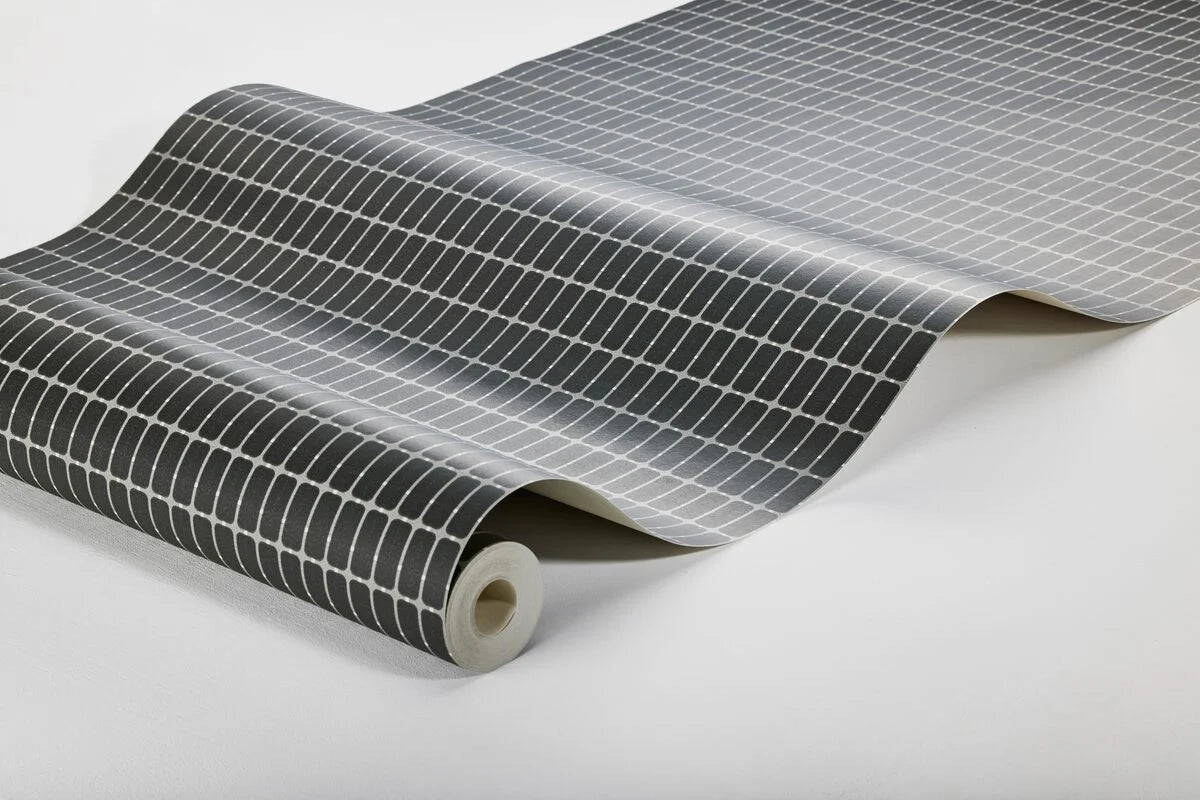 Non-woven paper wallpaper with a checkered pattern ALVAR AALTO M.I.T graphite