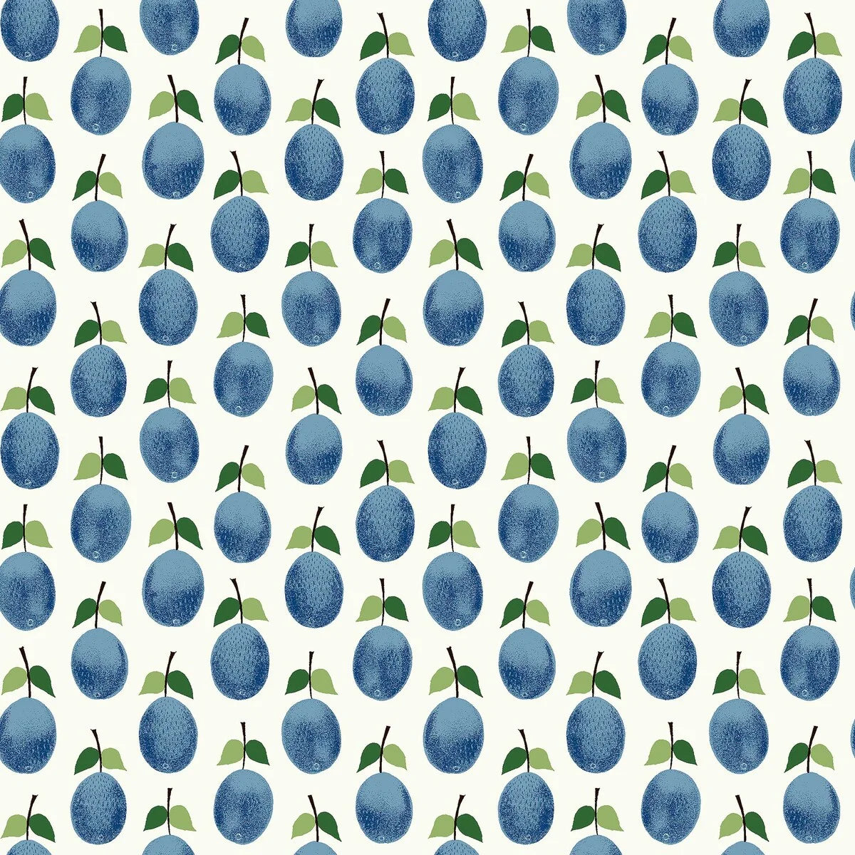 Tapeta s rostlinným motivem plodů PRUNUS bílá s modrou